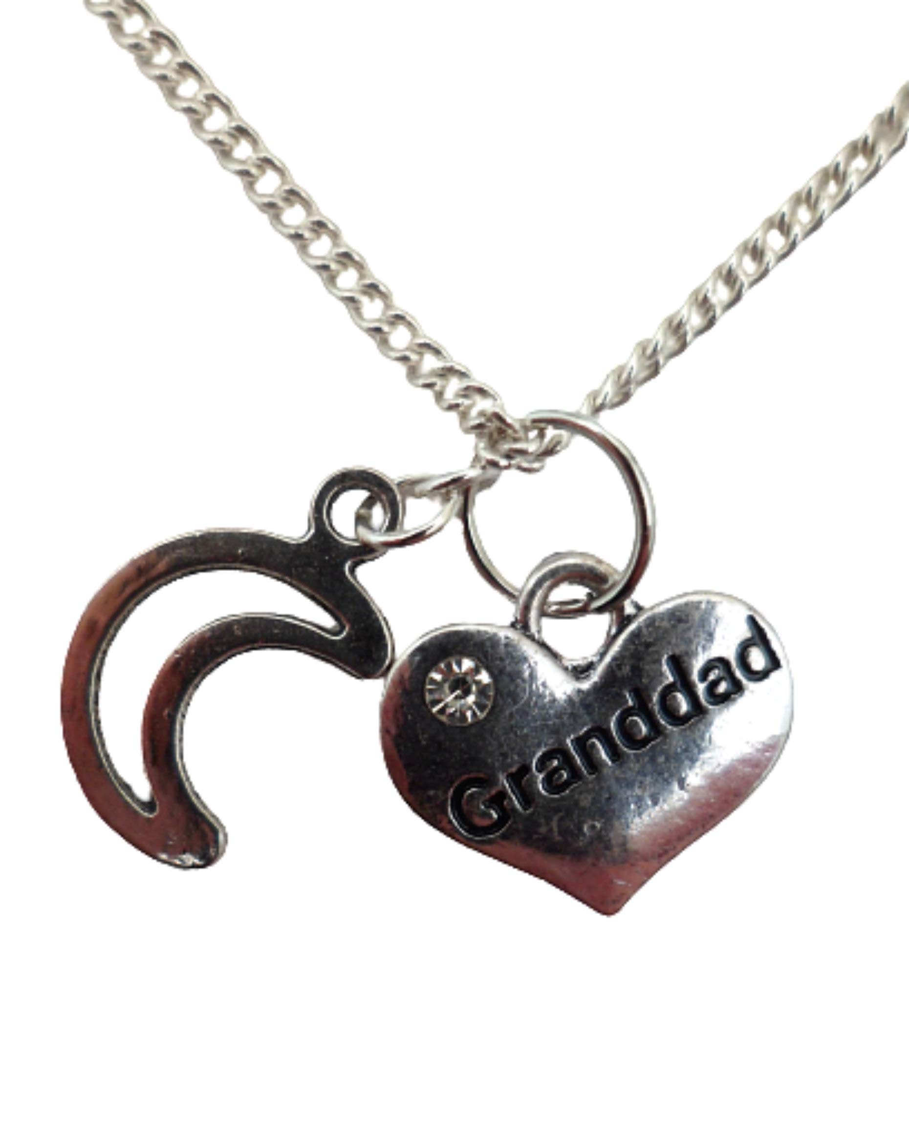 Sterling Silver Plated Heart Charm Necklace - Grandpa Love Jewelry Gift for Men, Women, Grandparents Day, Anniversary & Special Occasions