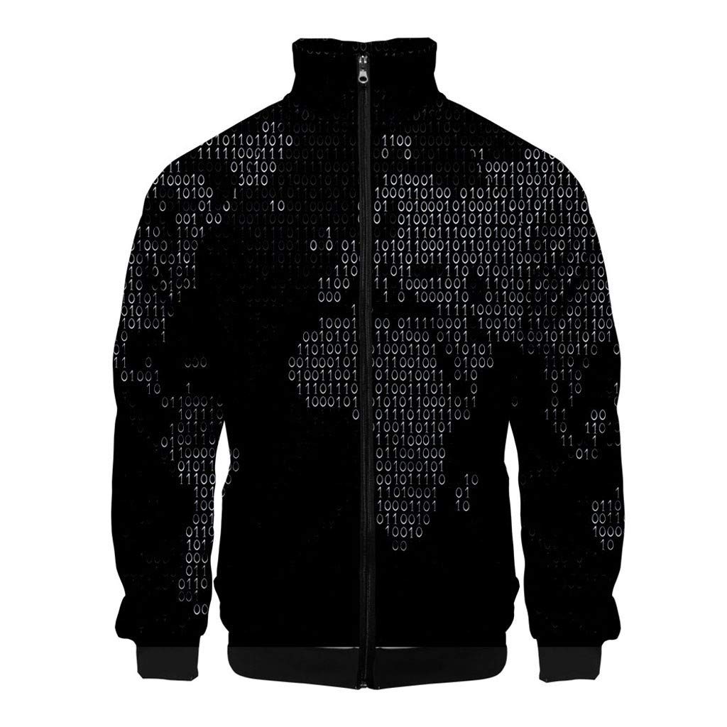 Men's 3D Print Stand Collar Zipper Jacket - Crown Golden Flower Baroque Style Luxury Coat for Plus Size | Elegant Outerwear for Parties, Weddings & Formal Events