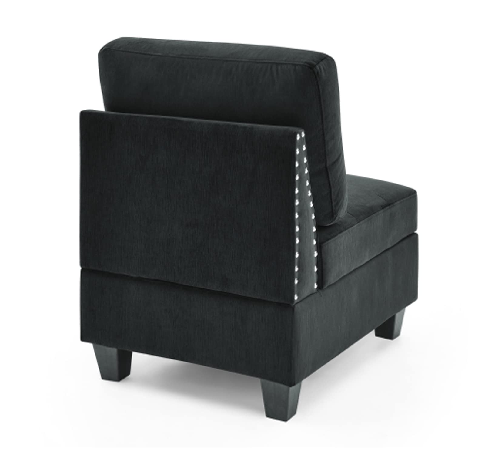 Velvet Corner Chair for Modular Sectional Sofa - Black Corner Module for Living Room Furniture Set | Perfect for Small Spaces & Modern Home Decor