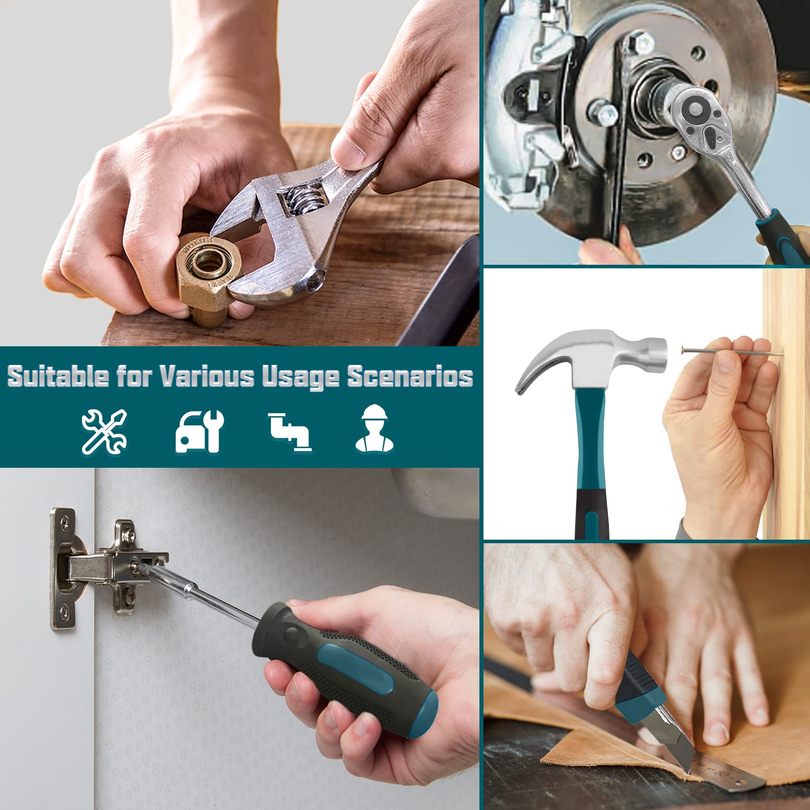 Sundpey 257-Piece Home Tool Kit - Complete General Household Hand Tool Set with Ratchet, Screwdriver & Socket Sets - Portable Repair Tools for Men & Women - Includes Durable Tool Box Storage Case - Perfect for DIY Projects, Home Repairs & Automotive Maintenance