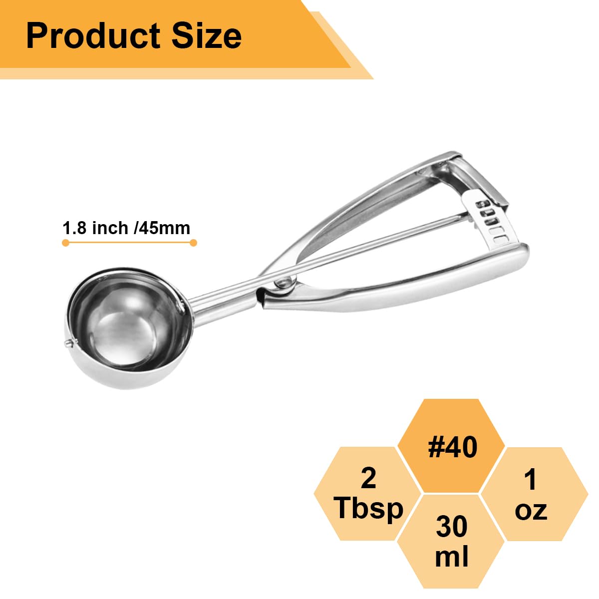 Premium 2 Tbsp Medium Cookie Scoop #40 - 18/8 Stainless Steel Baking Scoop for Perfect Cookies, Cupcakes, Muffins, Ice Cream & Meatballs - Ideal for Home Bakers & Professional Kitchens
