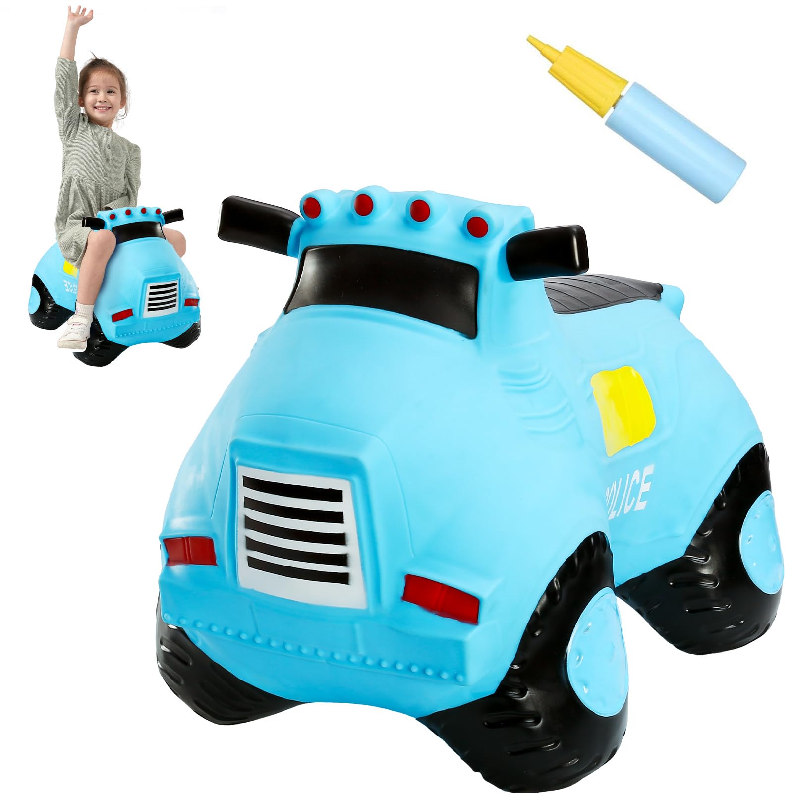 INPANY Inflatable Bouncy Ride-On Car Toy for Toddlers Age 2-4 | Boys Girls Birthday Gift | Outdoor Play & Indoor Educational Activity | Perfect for Backyard Fun, Birthday Parties & Preschool Playtime