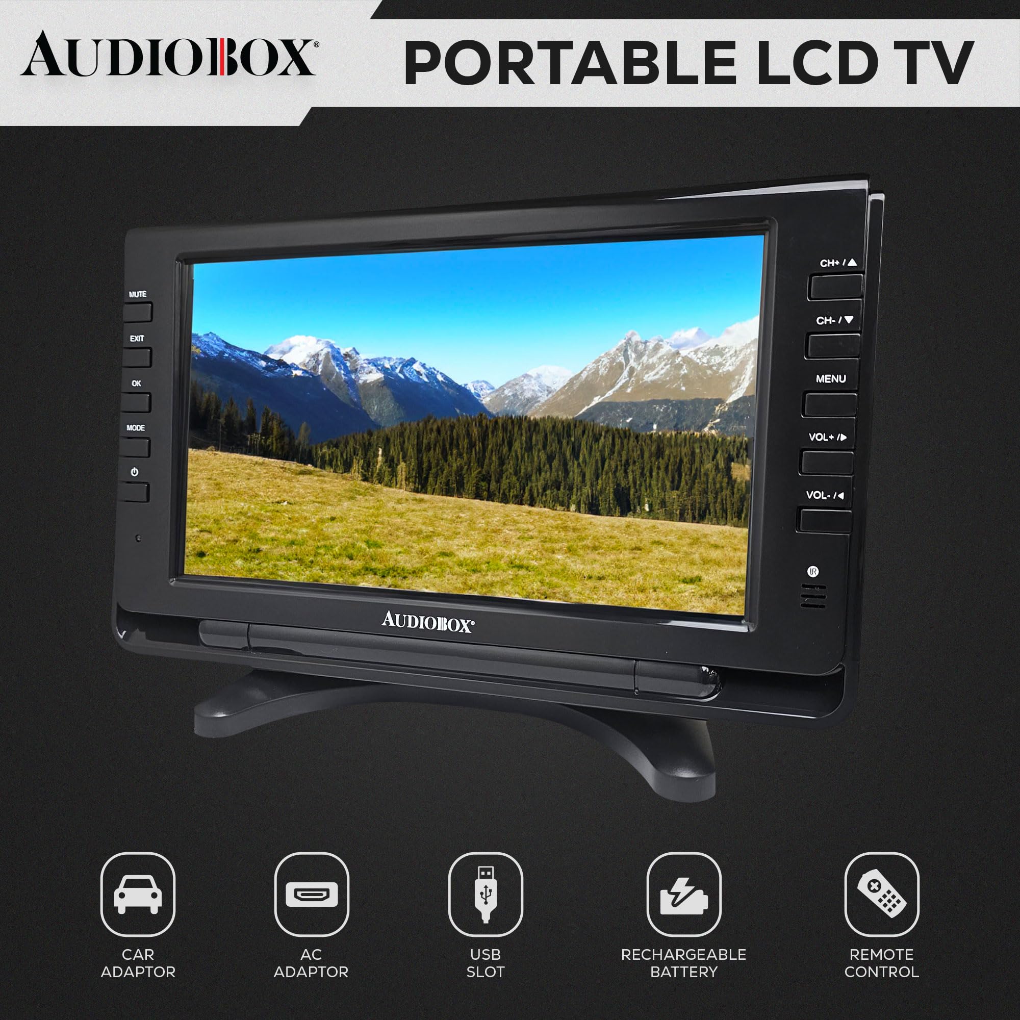9-Inch Portable TV with USB/SD Inputs & 3.5mm Audio Output - Includes Remote, Car Charger, AC Adapter & Antenna | Perfect for Travel, Camping, and Home Entertainment