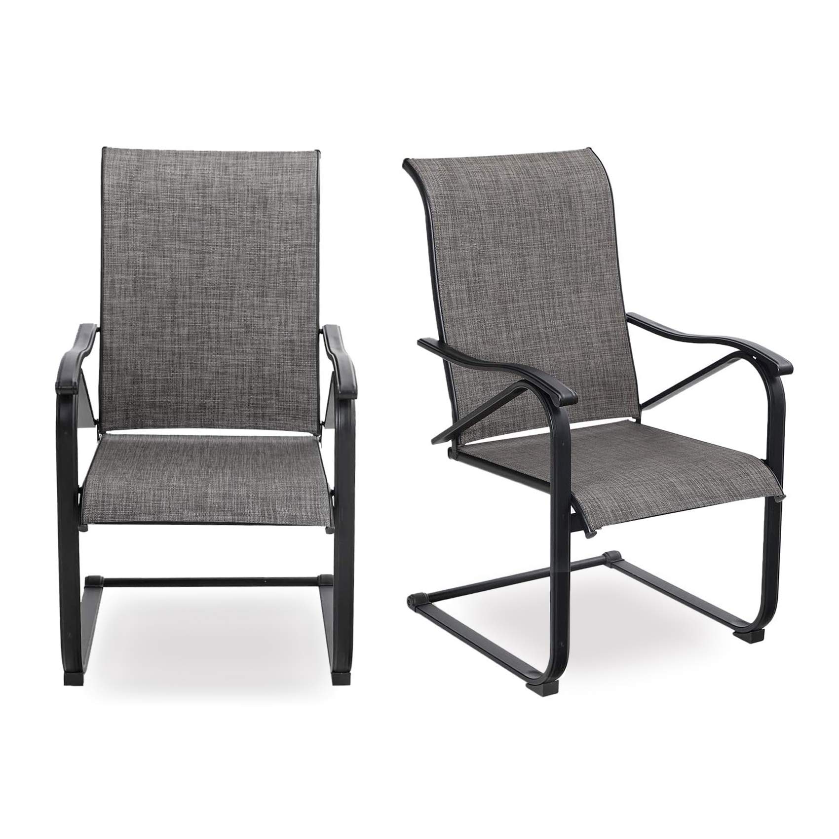 PHI VILLA Patio Chairs with Spring Motion - Textilene Metal Outdoor Chairs Set of 2, Weather Resistant Garden Furniture for Porch, Backyard, Balcony & Indoor Use - Perfect for Relaxing, Lounging & Entertaining Guests