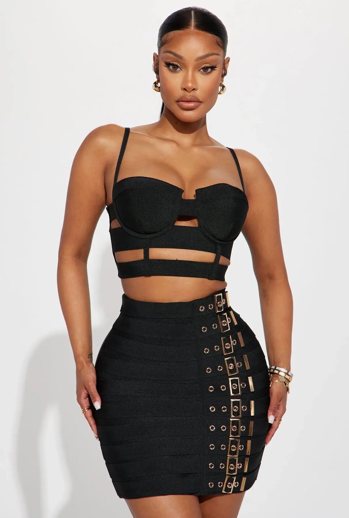 2023 New Women's Sexy Bandage Top & Pencil Skirt Set - Nightclub Party Outfit, Clubwear, Bodycon Dress for Women - Perfect for Clubbing, Date Night, and Special Celebrations