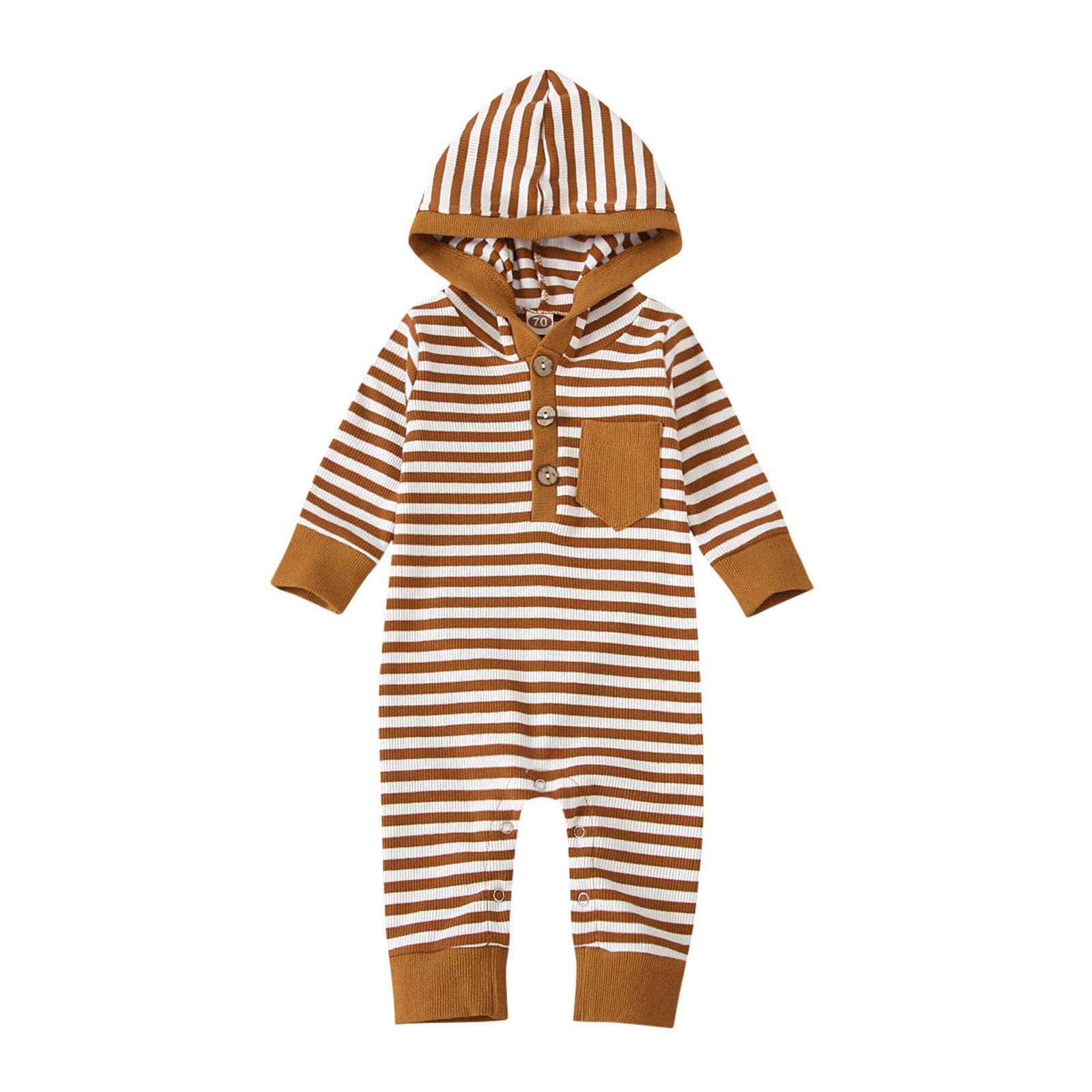 LISfsa Newborn Baby Hooded Romper Jumpsuit - Soft Cotton Long Sleeve Striped Outfit for Boys & Girls 0-24 Months | Perfect for Playdates, Photo Shoots & Everyday Wear