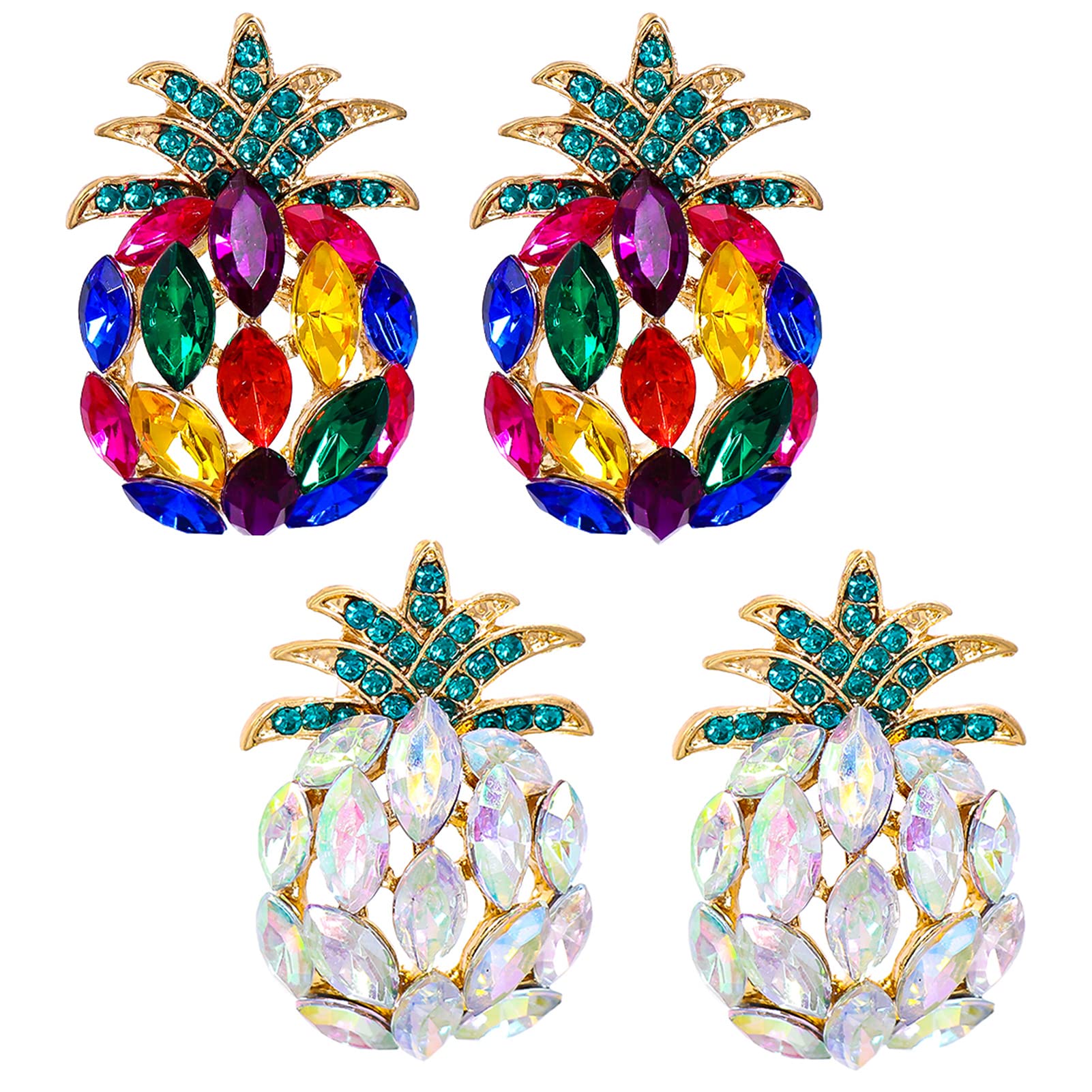 2 Pairs Crystal Stud Earrings for Women - Cute Fashion Jewelry Gifts for Girls, Elegant Luxury Accessories for Daily Wear & Special Occasions