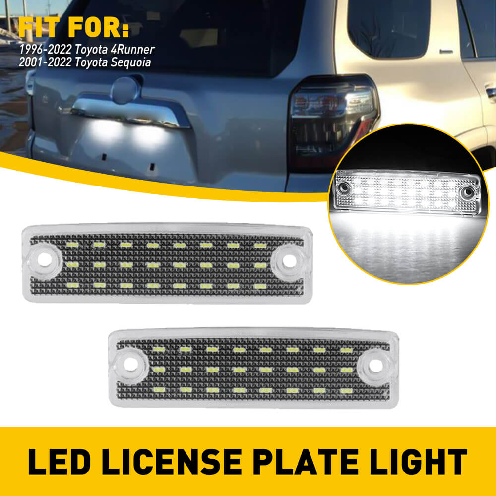 LED License Plate Lights 6000K White - Compatible with 1996-2022 Toyota 4Runner & 2001-2022 Toyota Sequoia - Bright Tag Light Lamp Assembly for Enhanced Night Visibility & Style Upgrade