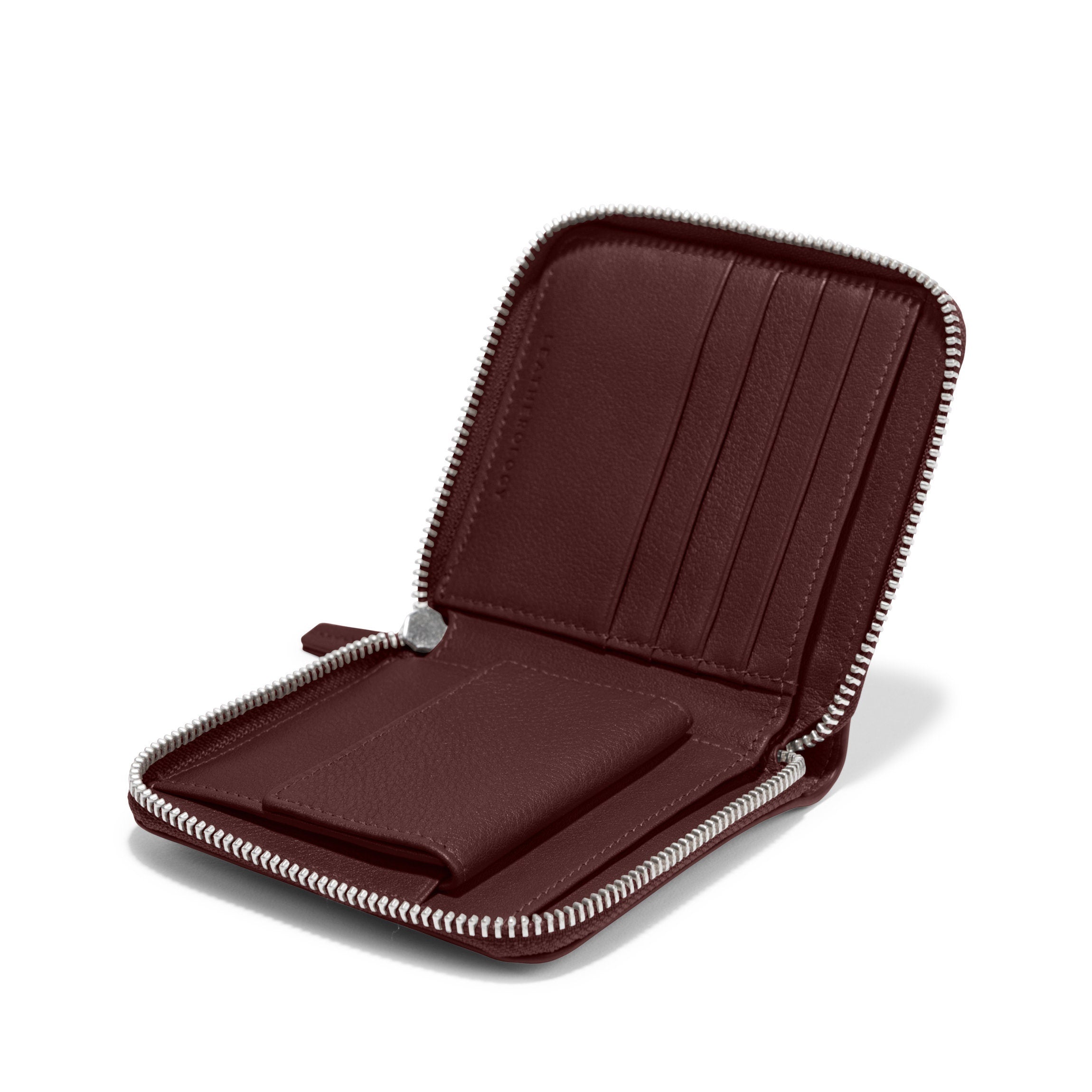 Genuine Leather Small Zippered Wallet for Women & Men - Slim RFID Blocking Bifold Credit Card Holder with Coin Pocket (Bordeaux Red) - Perfect for Travel, Everyday Use & Gift Giving