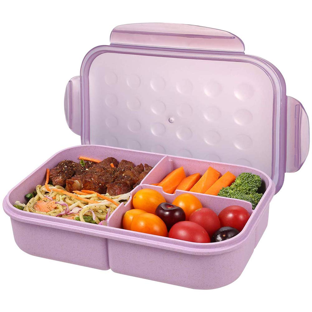 Zhancydeal 3-Compartment Bento Lunch Box for Adults & Kids - Leak Proof, Microwave Safe Food Containers - Ideal for School, Office, Picnics & Meal Prep