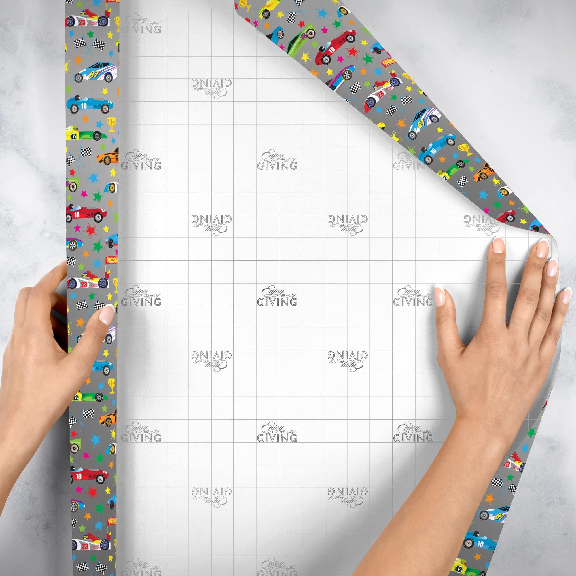 Jillson Roberts Bulk Gift Wrap - 208 Feet x 30 Inches, Everyday Gift Wrapping Supplies in Racer Design - Perfect for Christmas, Birthdays, and Special Occasions