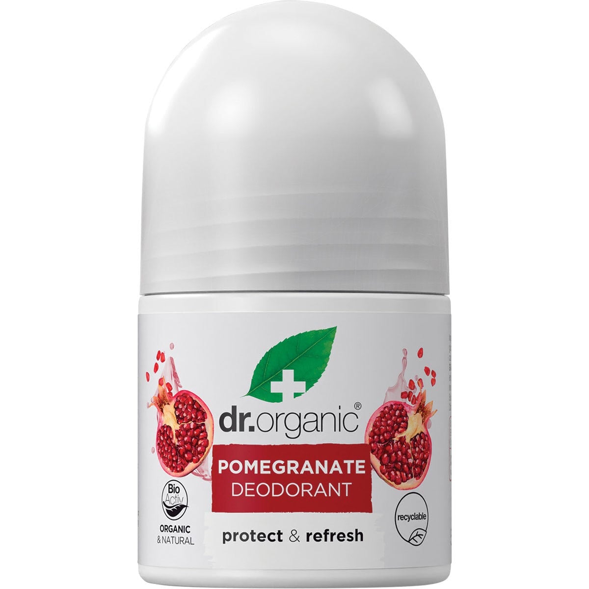 Dr Organic Roll On Deodorant - Natural Pomegranate Scent, Aluminum-Free & Vegan - Fresh All Day for Workouts & Outdoor Activities