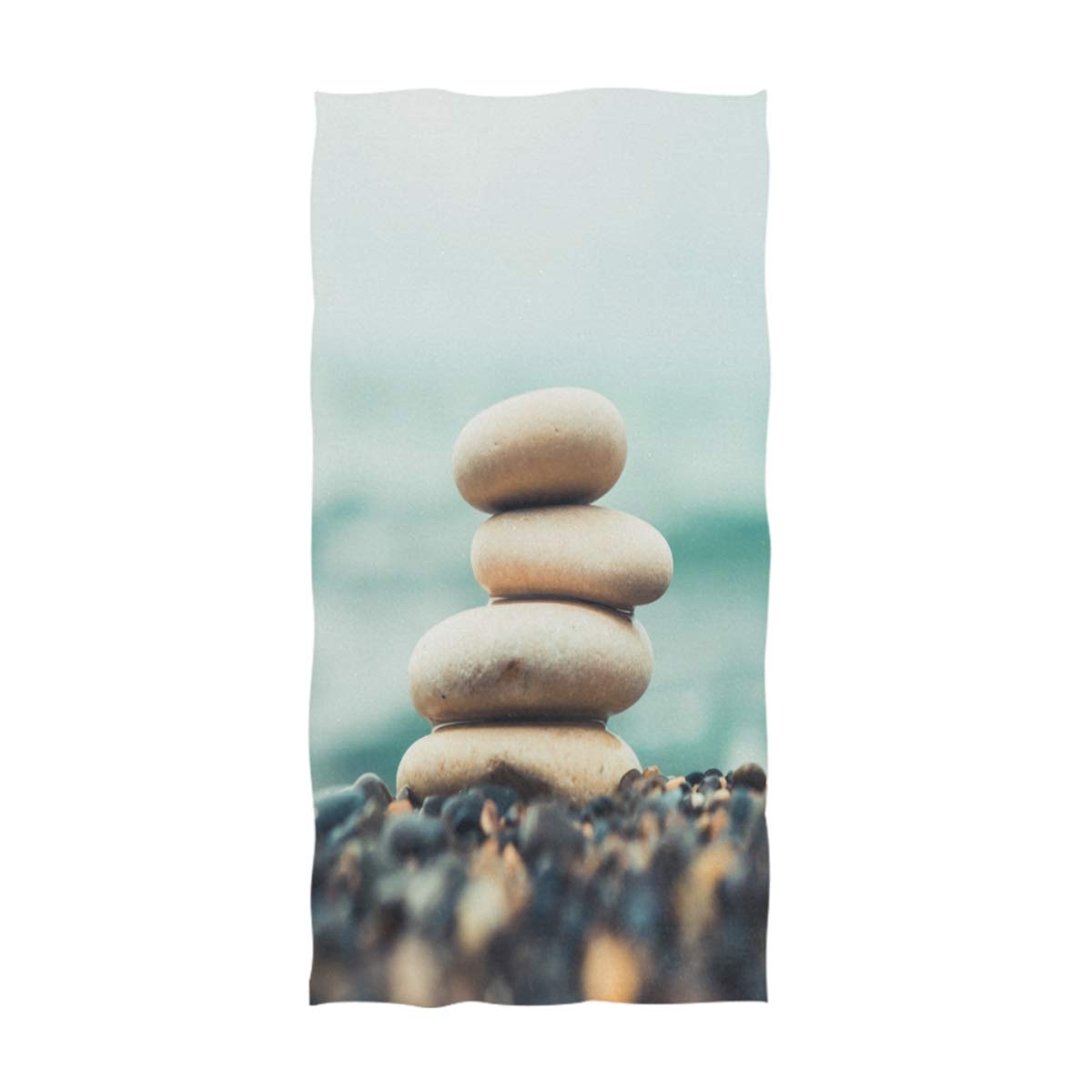 ALAZA Ultra Soft Zen at Pebble Ocean Beach Hand Towel & Wash Cloth - 16