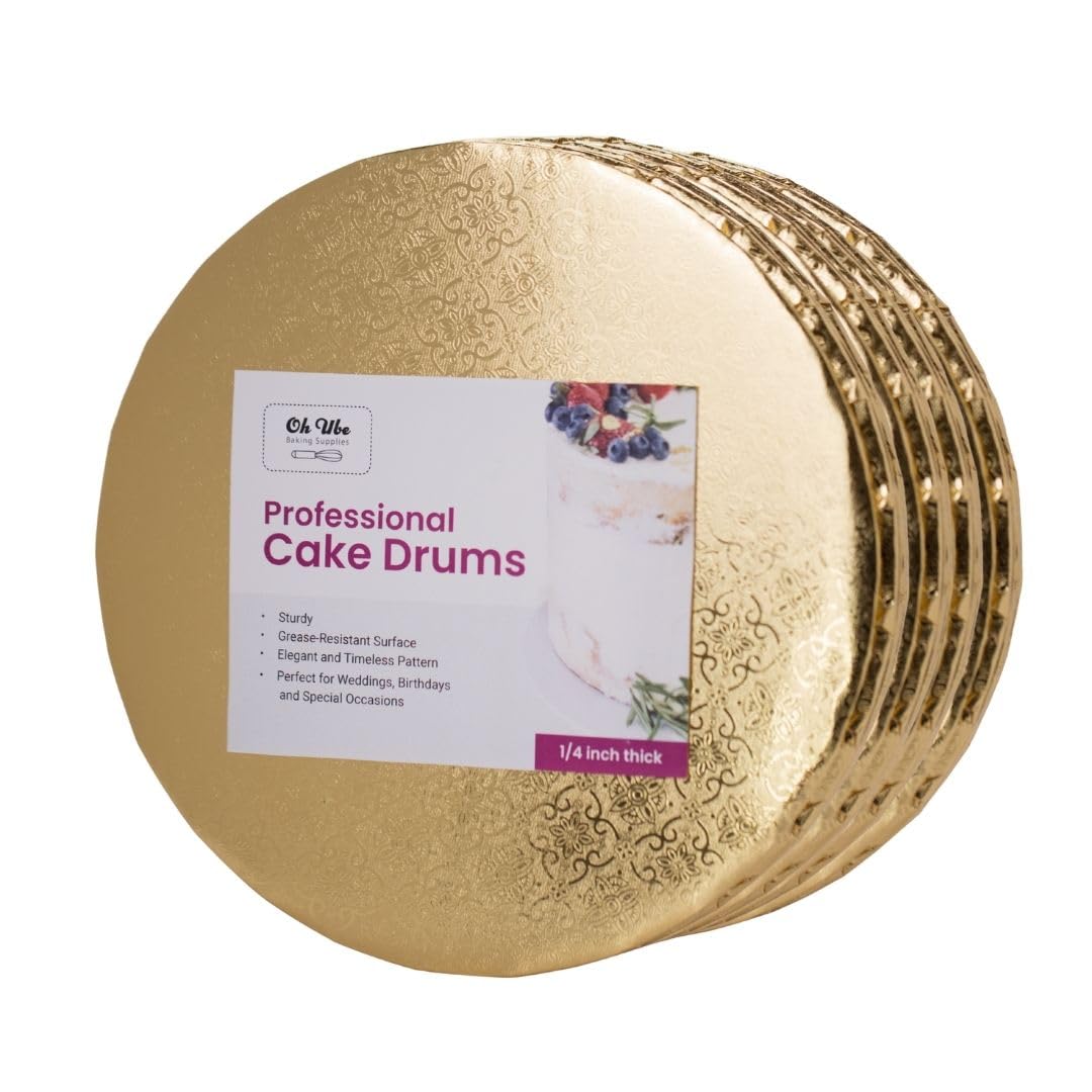 12-Pack 12 Inch Round Corrugated Cake Boards - Food-Grade Greaseproof Wraparound Cake Drums (1/4