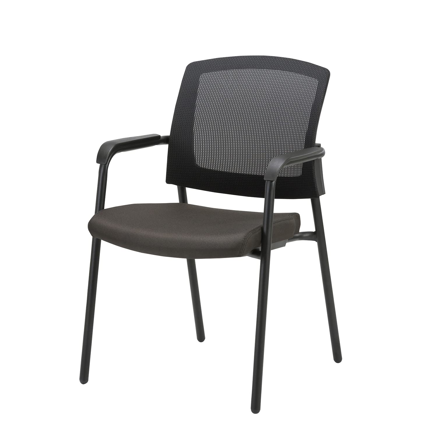 CLATINA Ergonomic Mesh Guest Chair with Arms - Stackable Office Chair for Home, Waiting Room, Lobby, Reception & Conference - No Wheels, Alba Black (1 Pack) - Perfect for Small Spaces & Temporary Seating