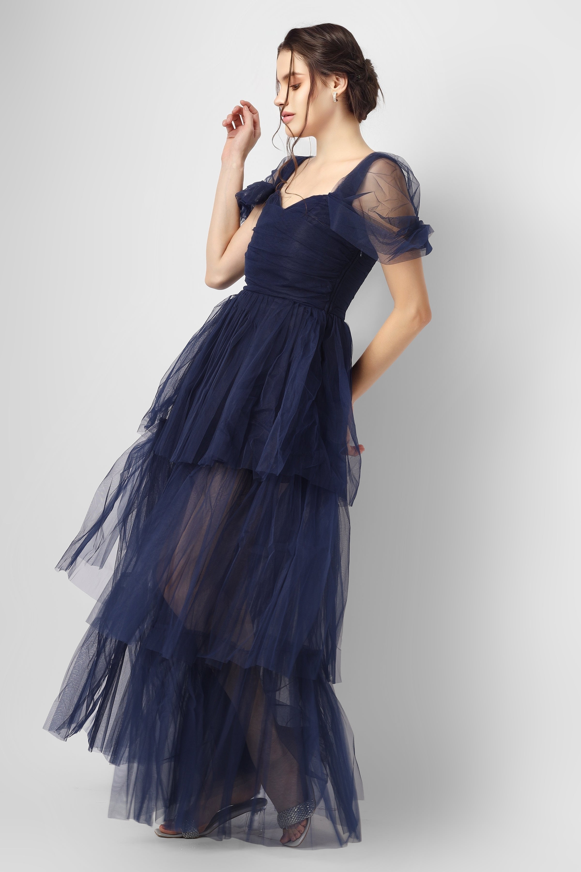 Sydney Galactic Cobalt Blue Tulle Maxi Dress for Women - Elegant Evening Gown for Prom, Wedding, Party & Special Occasions