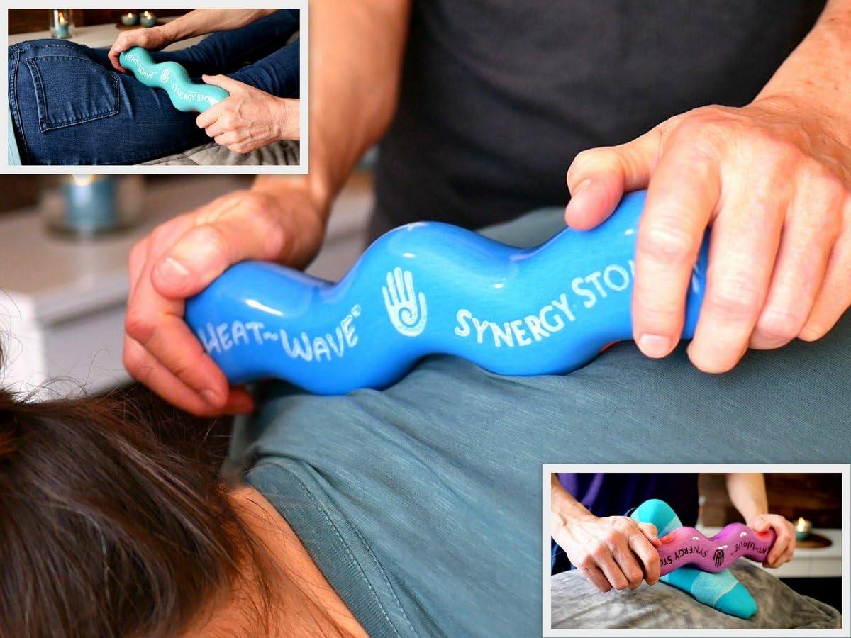 Heat-Wave (Basalt Black) Synergy Stone - Hot Stone Massage Tool for Neck, Back, Legs & Feet - Natural Matte Surface for Skin with Oil - Relaxing & Therapeutic - Perfect for Spa, Home Massage & Self-Care