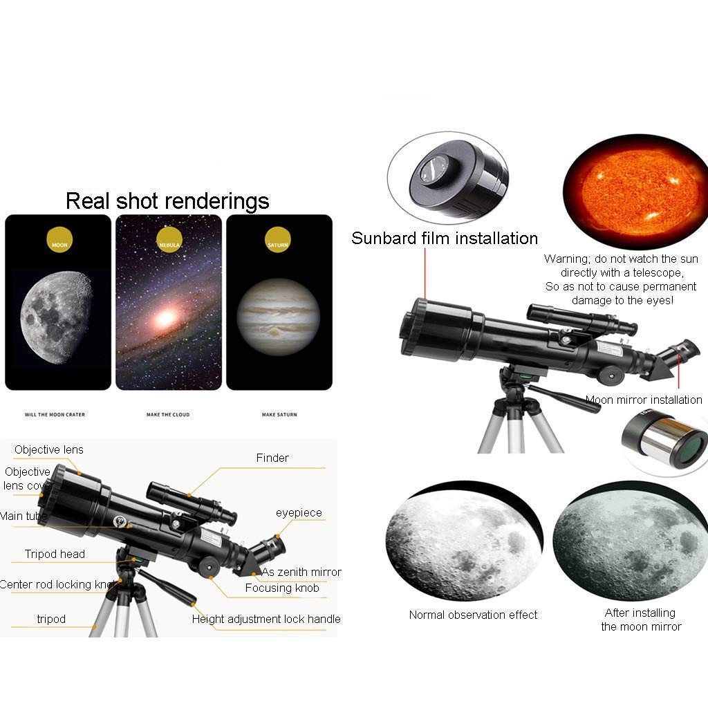 Best Refractor Telescope for Beginners - 70mm Large Aperture Astronomy Telescope with Carry Bag & Tripod - Perfect for Stargazing, Travel & Kids Educational Gifts