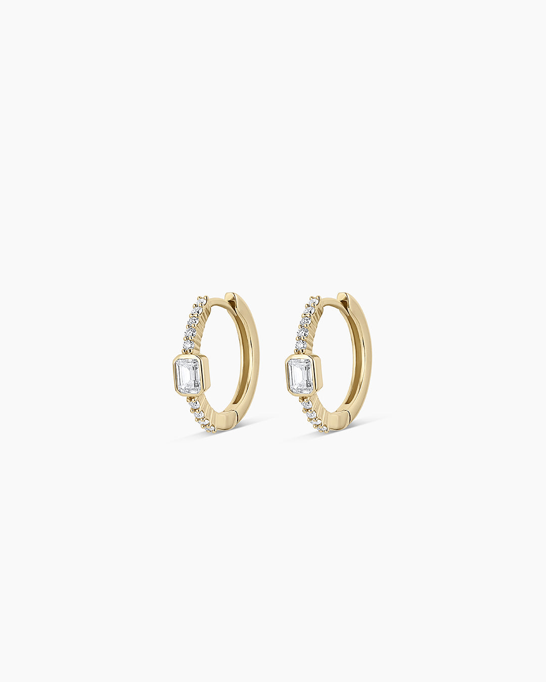 Lab Grown Diamond Emerald Huggie Earrings for Women - Elegant & Hypoallergenic Gold Hoops for Everyday Wear & Special Occasions
