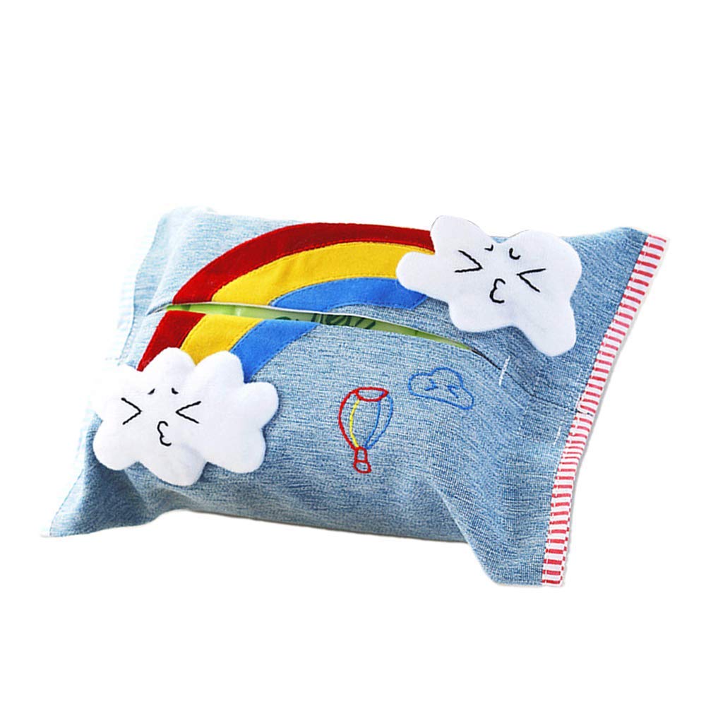 CAIMEI Cute Cartoon Tissue Box Cover - Cotton Linen Napkin Holder for Car Sun Visor & Rear Seat | Car Accessories for Tissue Paper Storage & Organization