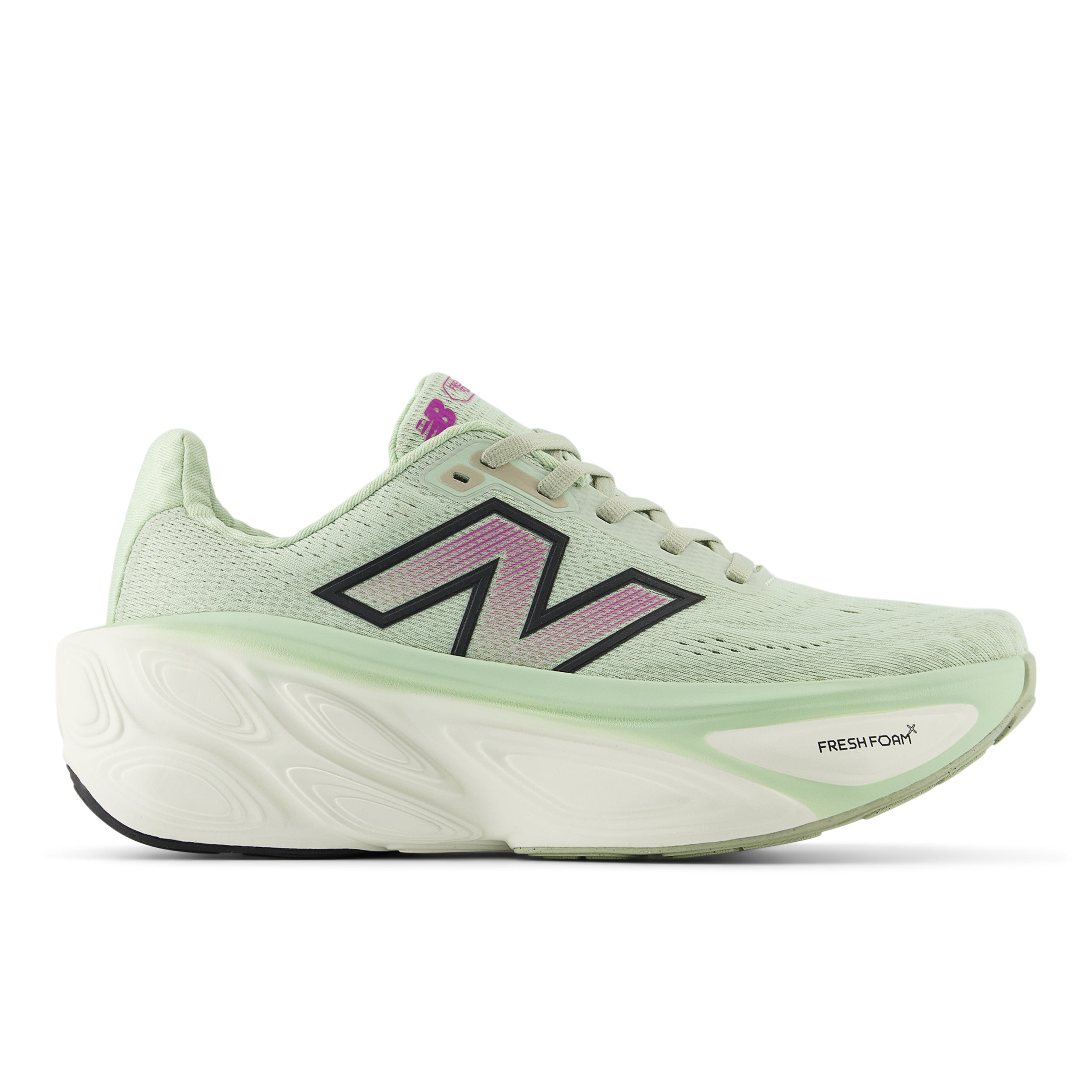 New Balance Women's Fresh Foam X More v5 Running Shoes - Lightweight Cushioned Sneakers in Natural Mint/Purple Fuchsia/Black | Perfect for Jogging, Gym Workouts & Everyday Comfort