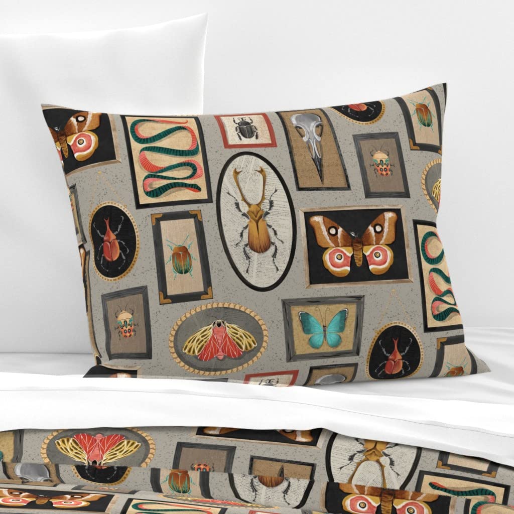 Whimsical Watercolor Insects & Skulls Print Cotton Sateen Sham - Standard Size Custom Bedding for Bohemian & Gothic Home Decor | Perfect for Guest Rooms, Dorm Decor & Unique Gift Ideas