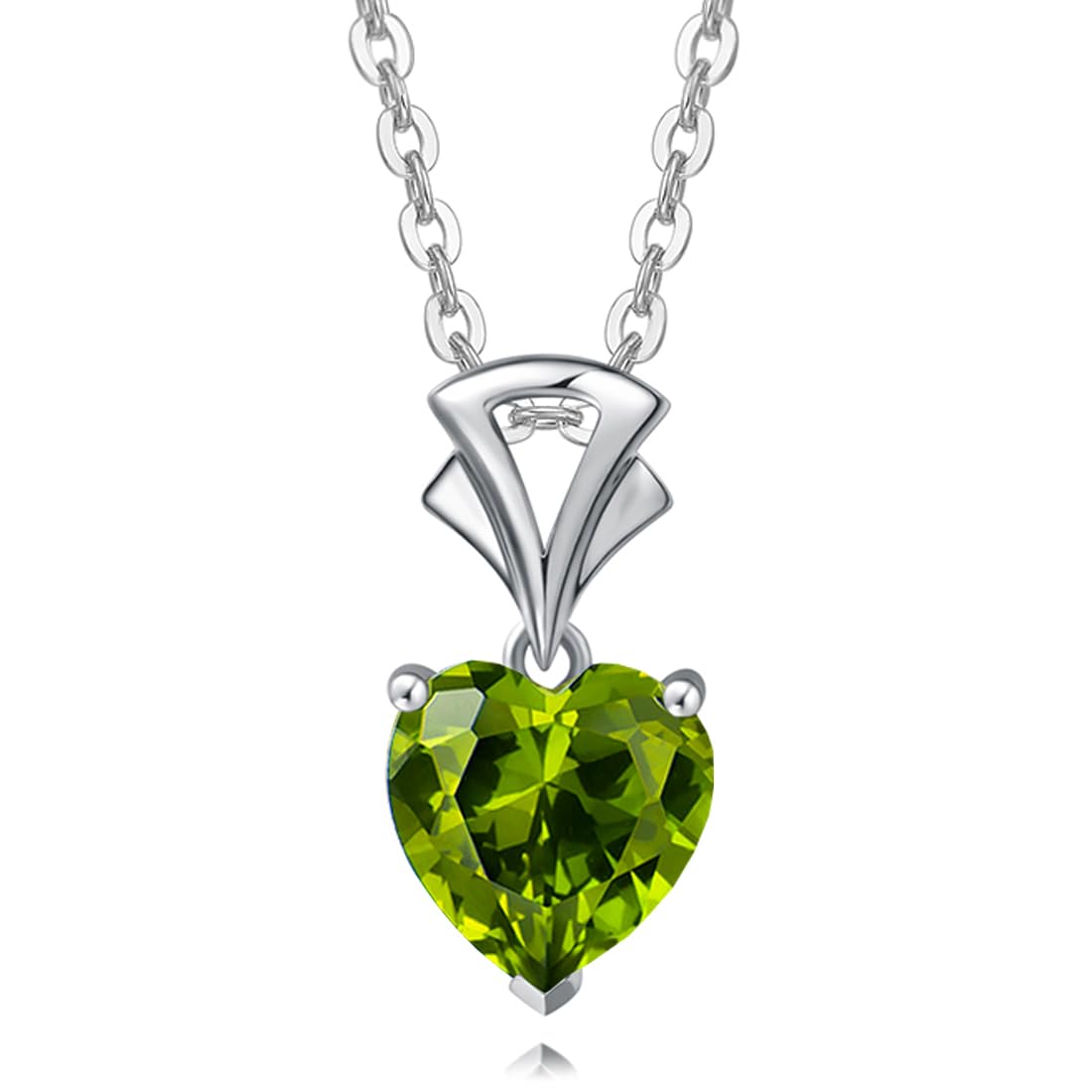 14K White Gold & Sterling Silver Heart Birthstone Pendant Necklace for Women - 8mm Gemstone Jewelry Gift for Anniversary, Birthday, Valentine's Day | Perfect for Mom, Wife, Girlfriend | Elegant Everyday Wear & Special Occasions