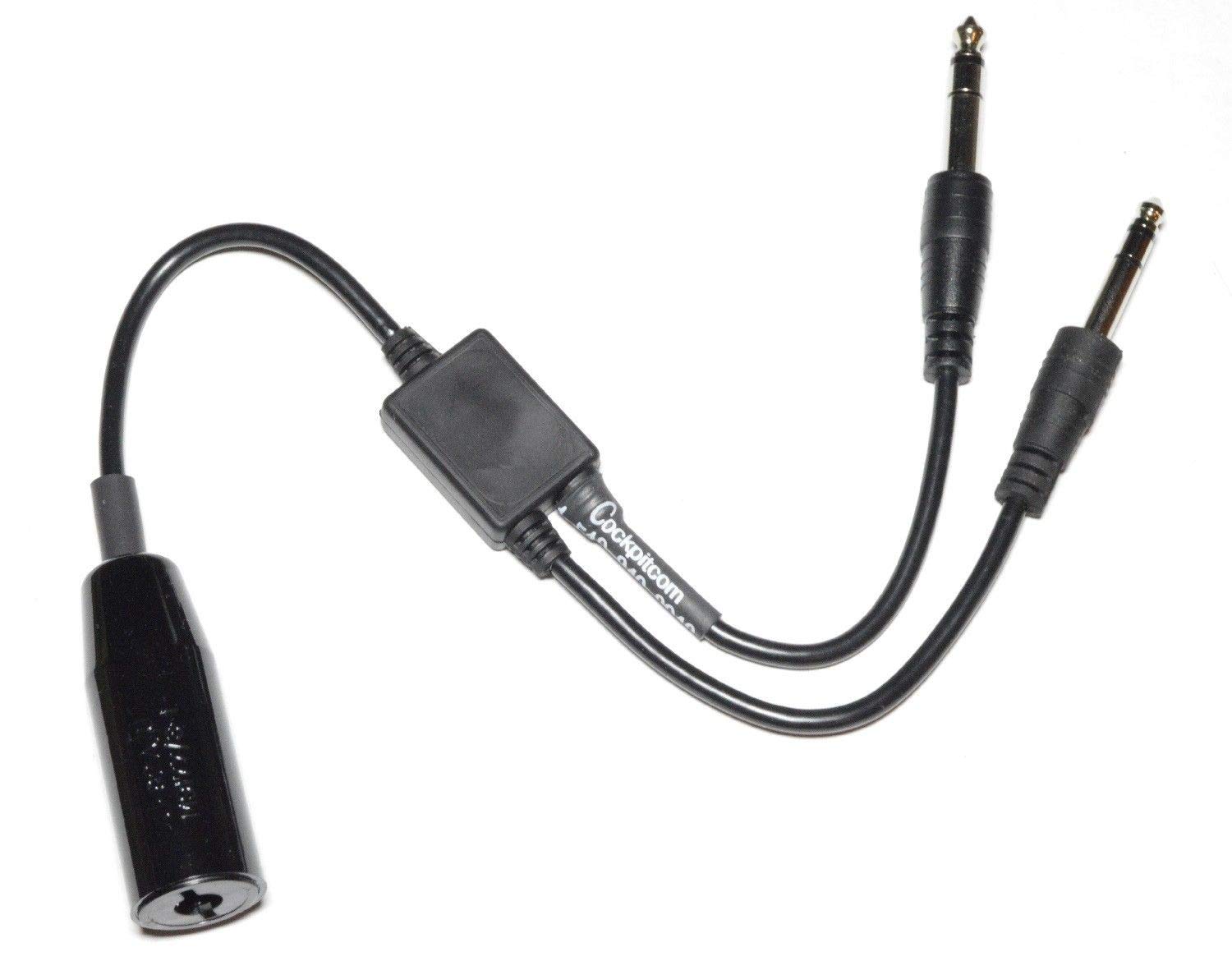 Helicopter Headset Adapter - Single Plug to GA Dual Plug Converter for Aviation & Pilot Use - Perfect for Flight Training and Cockpit Communication