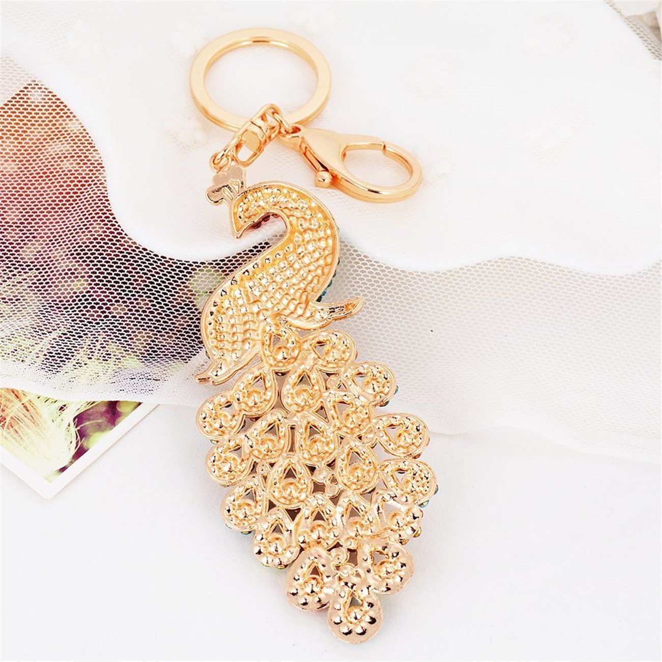 Sparkling Peacock Keychain with Rhinestones - Elegant Handbag Charm for Feather & Animal Lovers - Crystal Key Ring Holder for Purse, Bag, Car - Perfect Gift for Women (Pink) | Great for Party Accessories, Everyday Carry & Unique Gift Giving