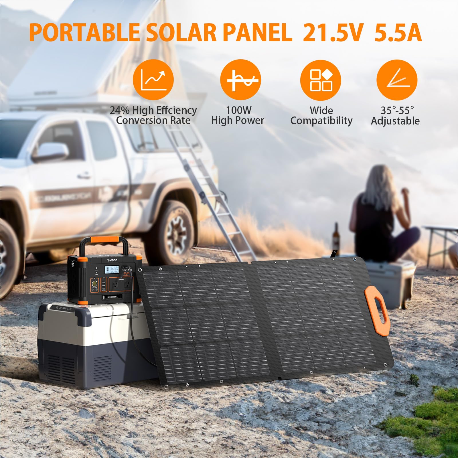 GRECELL 330W Portable Power Station with 100W Solar Panel - 21.5V Solar Generator for Fast Charging | 60W PD Output | Perfect for Outdoor Camping, RV Trips & Home Emergency Power Backup