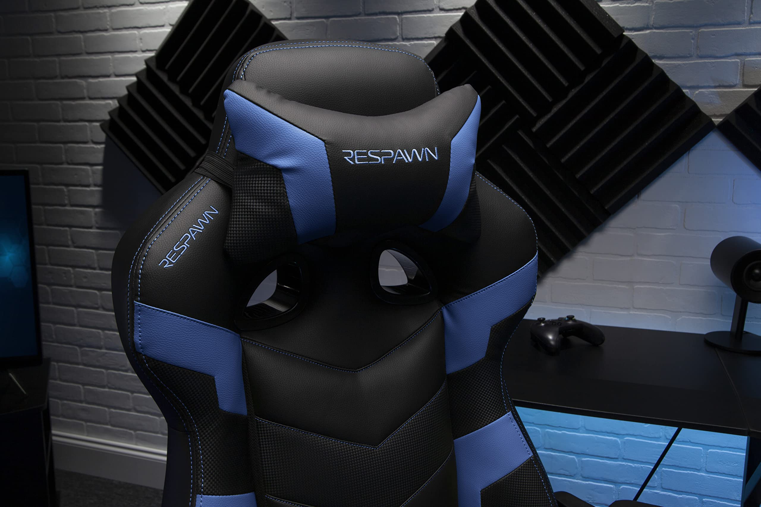 RESPAWN 110 Ergonomic Gaming Chair with Footrest - Racing Style High Back Office Chair with 360 Swivel, Adjustable Lumbar Support & Headrest Pillow - Perfect for PC Gaming, Home Office & Streaming Setup (2021 Blue)