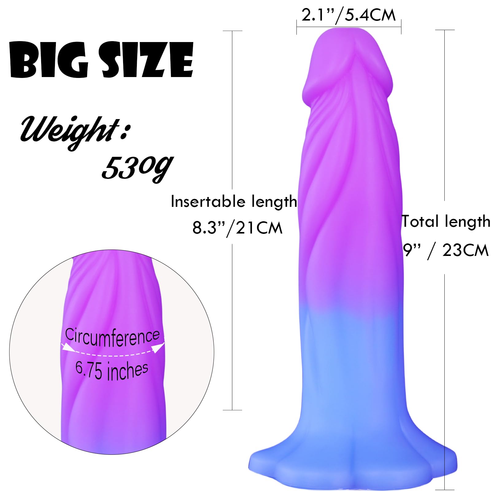 9 Inch Realistic Silicone Dildo with Flower Suction Cup - 2 Inch Wide Thick Vibrant Dildo for Vaginal & Anal Play - Lifelike Penis Sex Toy for G-Spot & Prostate Stimulation - Perfect for Solo Play, Couples & BDSM Scenes