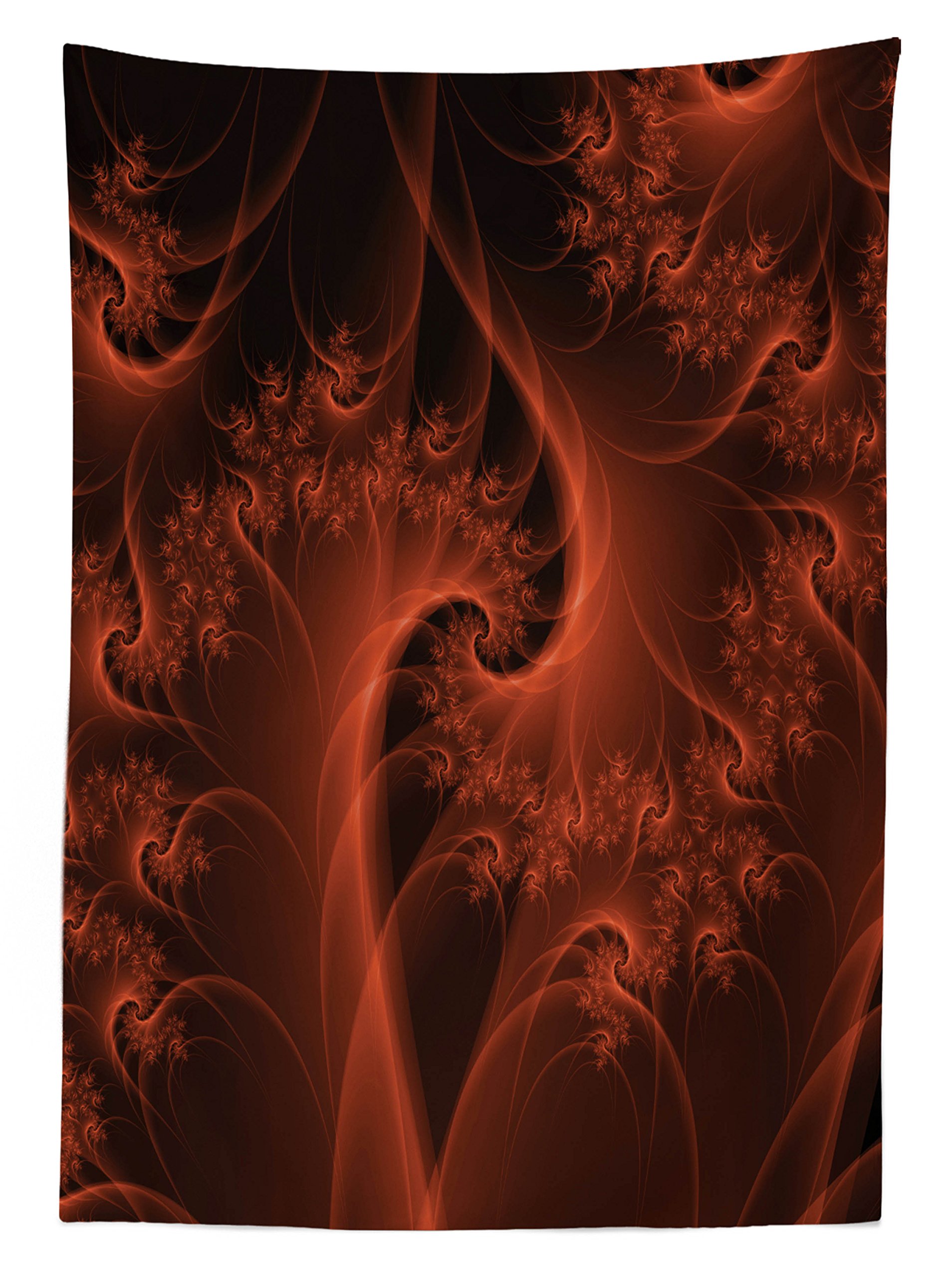 Ambesonne Burnt Orange Outdoor Tablecloth - Waterproof Washable Picnic Table Cover with Modern Digital Fractal Floral Design, 58