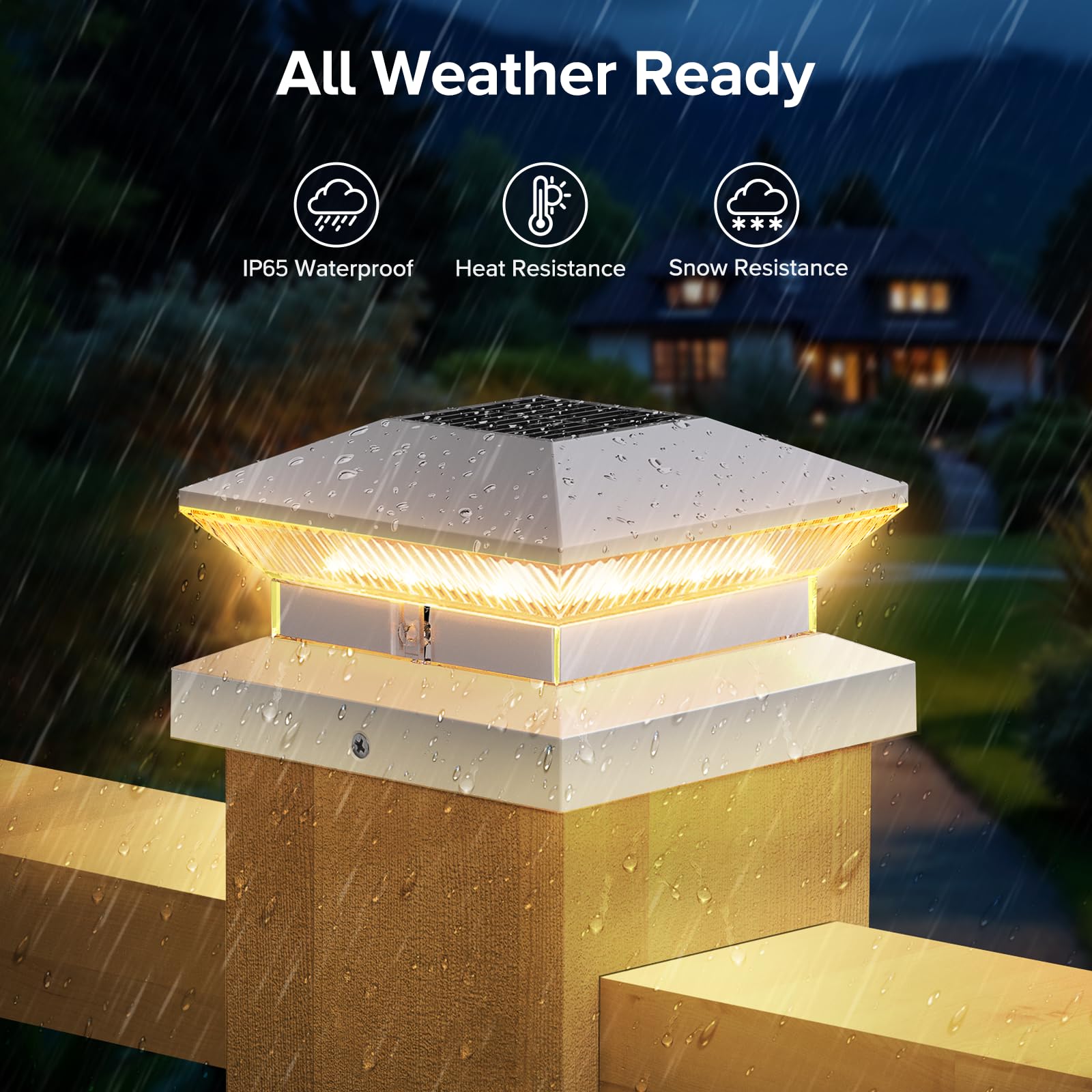 LETMY Solar Post Cap Lights Outdoor - 2 Pack, 40 LEDs, 3 Modes, Waterproof, 30 Lumens for 4x4, 5x5, 6x6 Vinyl/Wooden Fence Posts - Solar Powered Deck Lighting for Garden, Patio, Pathway & Backyard