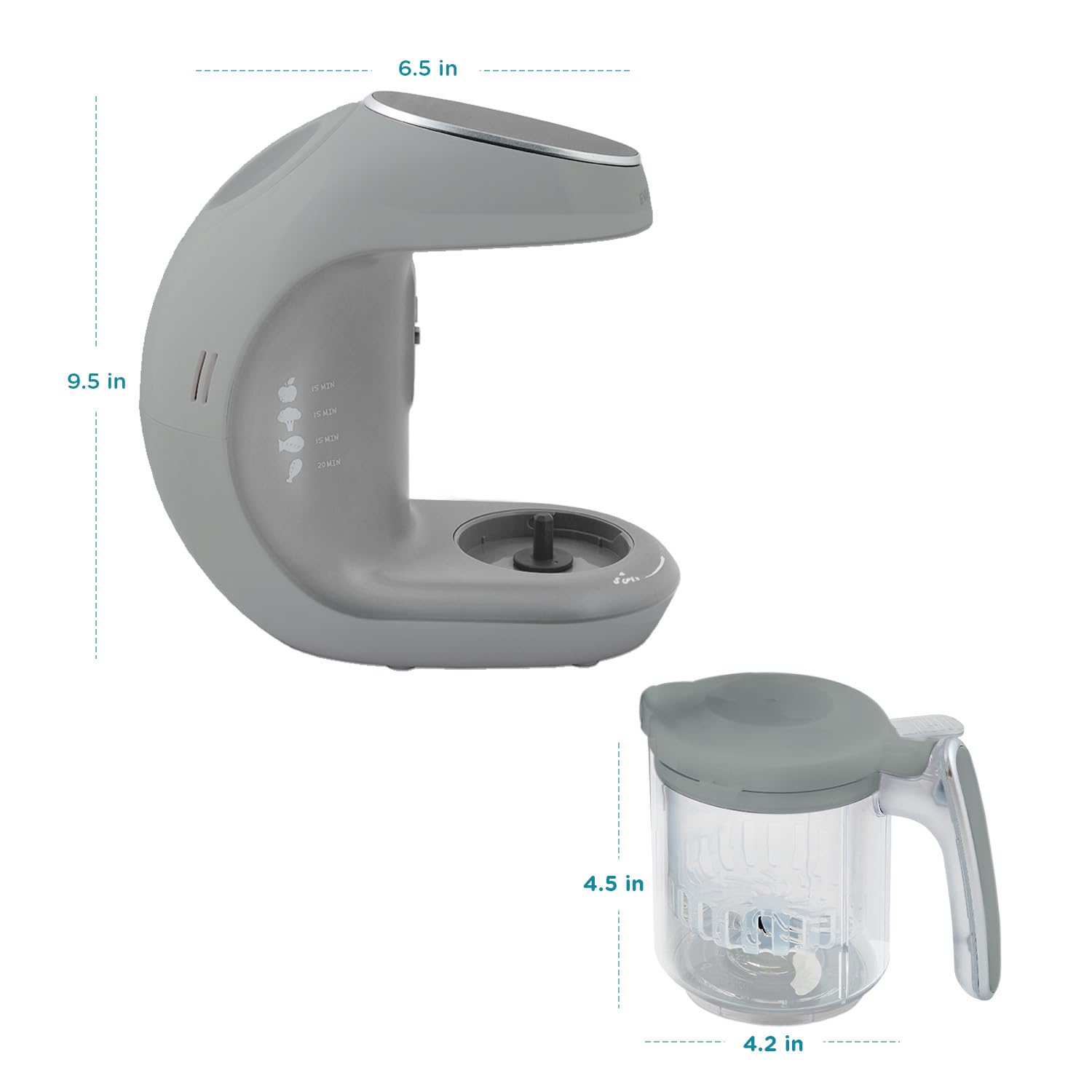 EVLA'S Baby Food Maker & Steamer Blender - 6-in-1 Baby Food Processor for Healthy Homemade Purees in Minutes | Touch Screen Control with 6 Reusable Food Pouches | Perfect Baby Shower Gift & Registry Essential (Grey) | Ideal for Making Organic Baby Food at Home, Travel & Daycare Meals