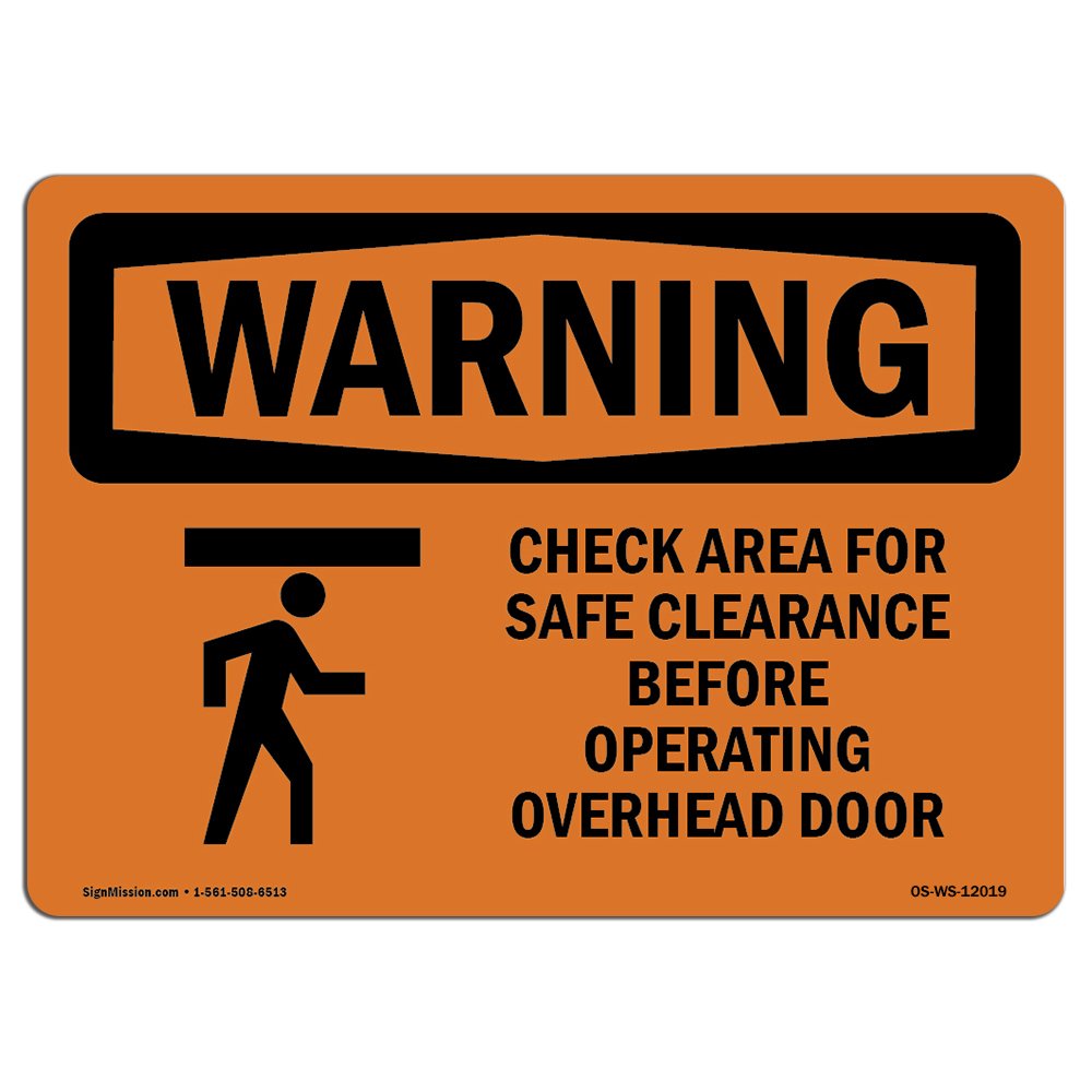 OSHA Warning Sign - Check Area for Safe Clearance with Symbol | Durable Rigid Plastic Safety Sign | Workplace, Warehouse & Shop Safety Compliance | Made in USA | Perfect for Construction Sites & Industrial Facilities