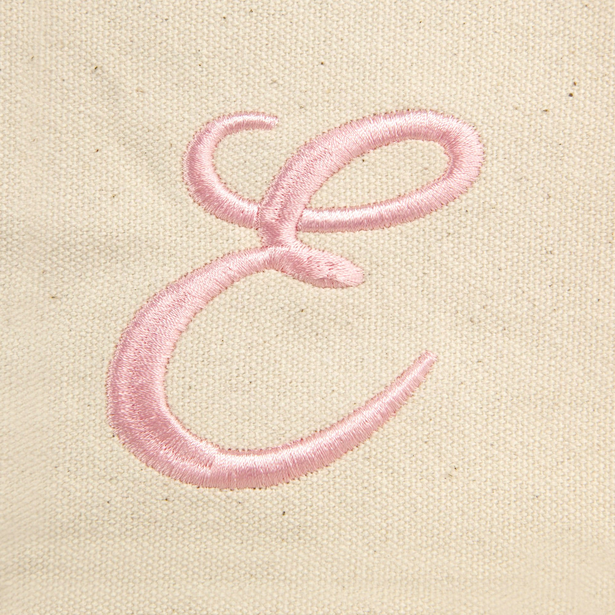 DALIX Women's Cotton Canvas Tote Bag - Large Pink Monogram Shoulder Bag with A-Z Letters (Perfect for Work, Travel, Shopping & Beach Day Essentials)