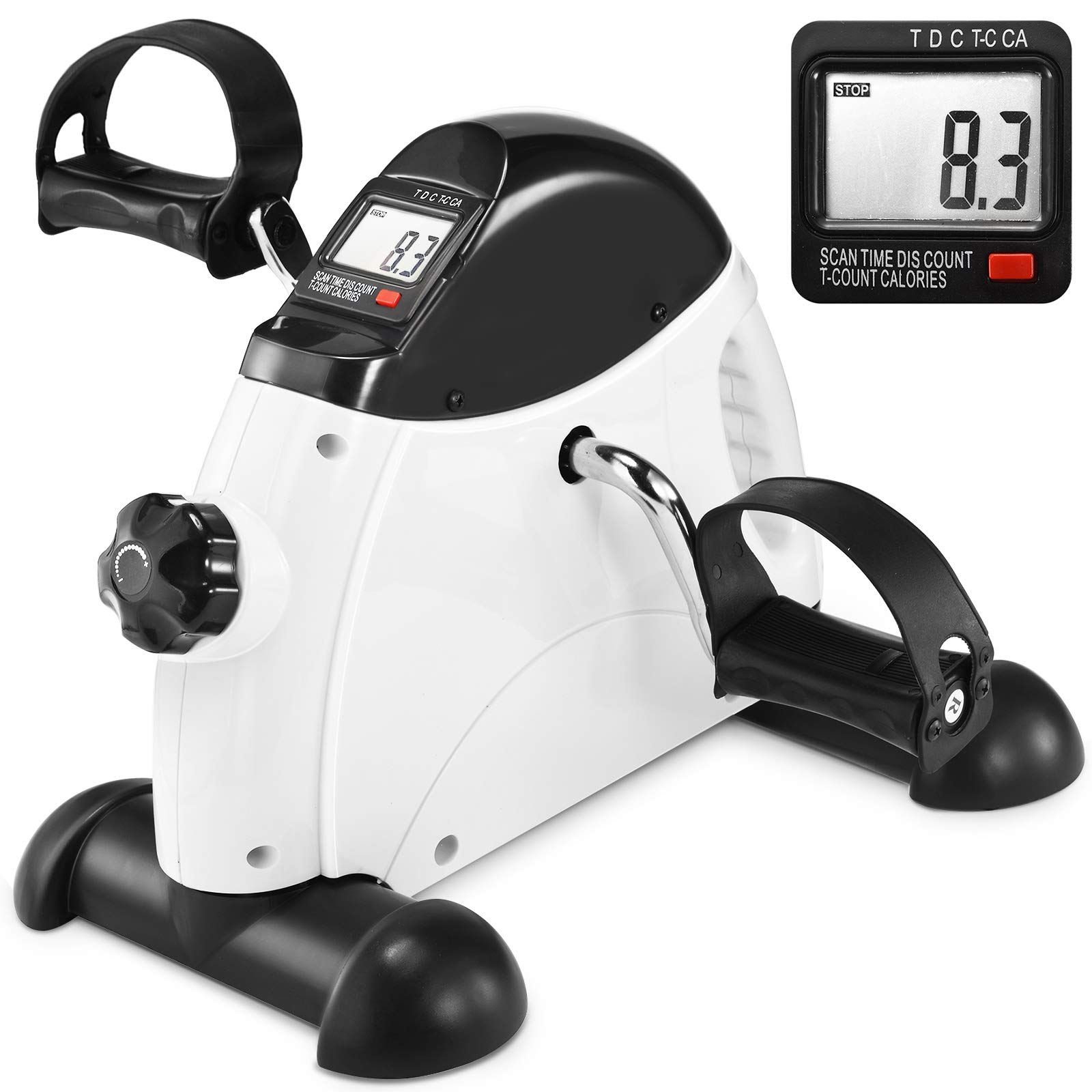 Under Desk Bike Pedal Exerciser - Mini Exercise Bike for Home & Office, Portable Foot Peddler for Physical Therapy, Leg & Arm Workout Equipment, Adjustable Sitting Pedal Exerciser for Elderly, Men & Women - Perfect for Sedentary Workers & Home Rehab