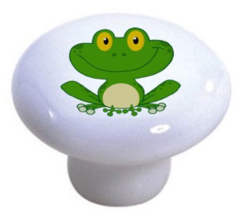 Set of 2 Smiling Frog Ceramic Cabinet Drawer Pull Knobs - Whimsical Kitchen & Bathroom Hardware for Cabinets, Dressers & Furniture - Perfect for Home Decor & DIY Upgrades