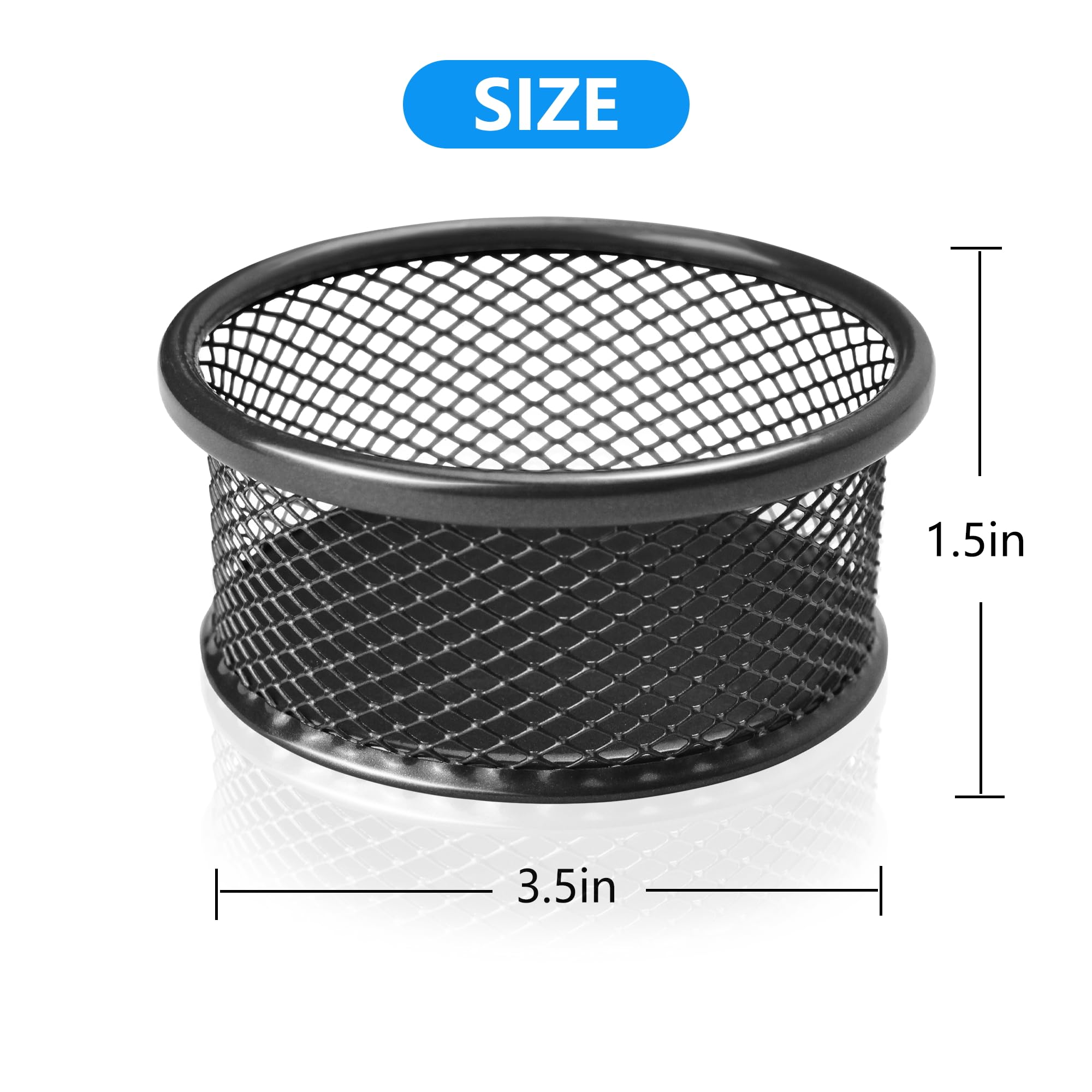 4 Pack Black Mesh Paper Clip Holder & Organizer - Metal Desk Dispenser for Binder Clips, Paperclips - Perfect for Home Office, School & Workspace Organization (Office Supplies)