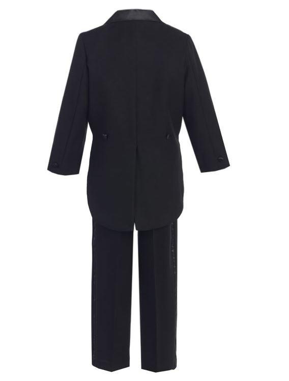 Boys Black Long Tail Tuxedo Suit - Formal Wedding & Special Occasion Outfit for Kids
