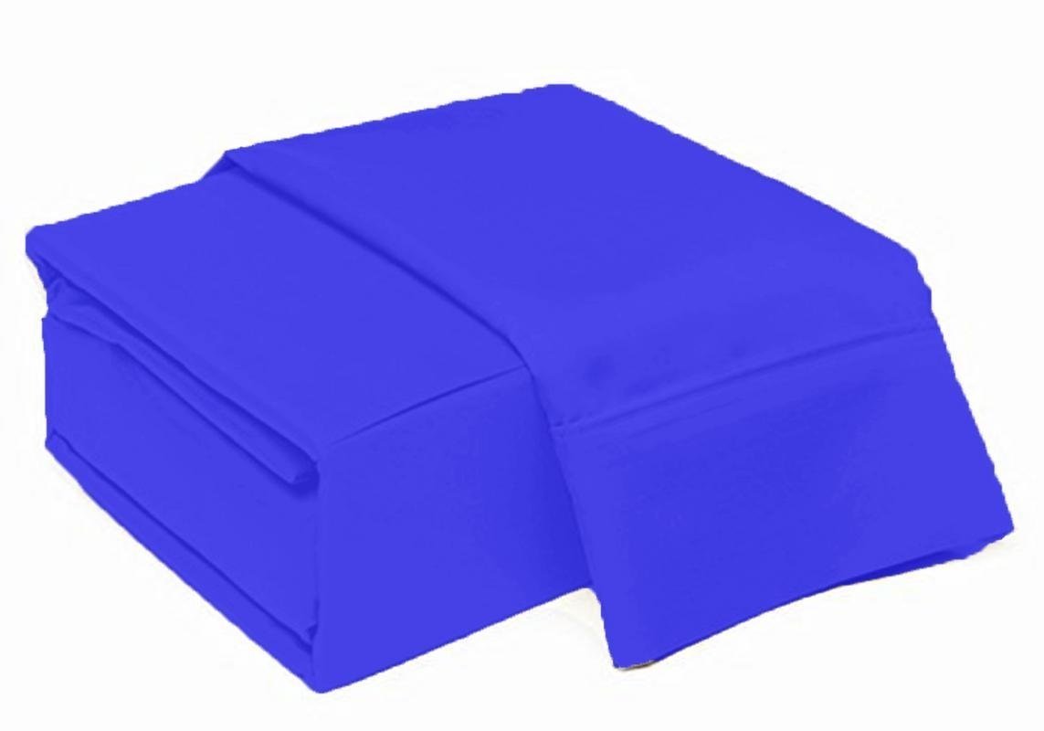 Luxury Soft 100% Egyptian Cotton Twin XL Sheet Set - 550 Thread Count, Deep Pocket Fits 7-9 Inch Mattress, Royal Blue Solid (39x80 Inches) | Premium Bedding for Dorm, Guest Room & Cozy Sleep
