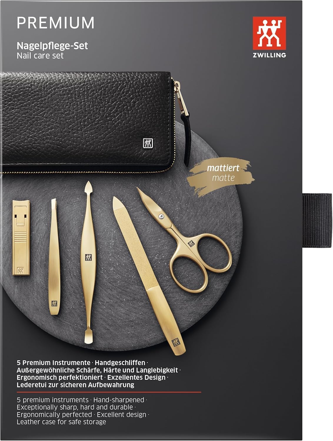 TWINOX 5-Piece Premium Manicure & Pedicure Set - Gold Edition Luxury Nail Care Kit with Case - Perfect Hand & Foot Grooming Gift Set for Women & Men - Ideal for Home, Travel & Salon Use