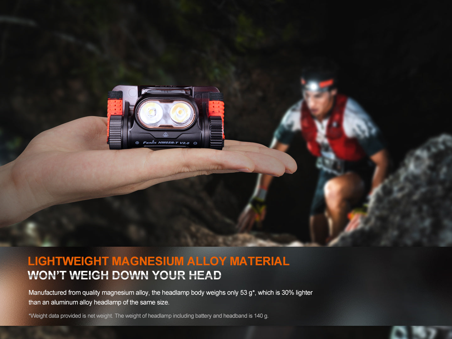 Fenix HM65R T V2 Rechargeable Headlamp - 1500 Lumen Lightweight LED Headlight for Trail Running, Hiking & Camping - Waterproof & Adjustable Head Torch for Outdoor Adventures