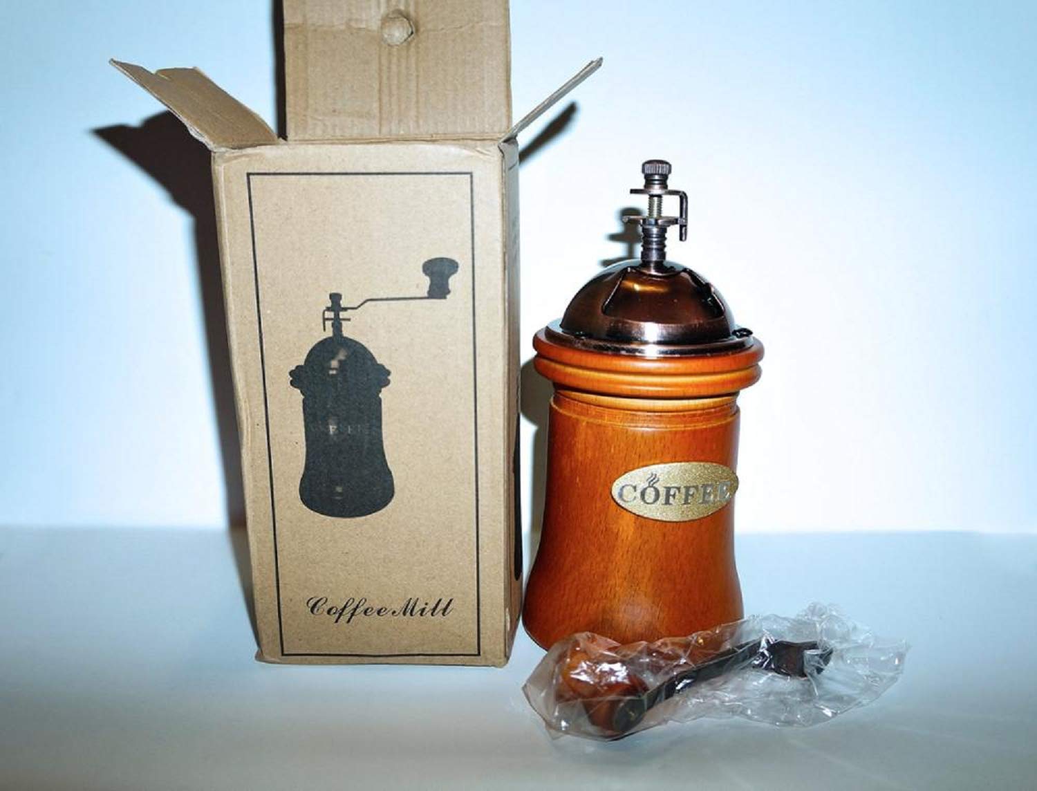 Premium Manual Coffee Grinder - Classic Wooden & Stainless Steel Retro Burr Mill for Espresso, French Press & Pour Over - Perfect for Home, Office & Travel Use