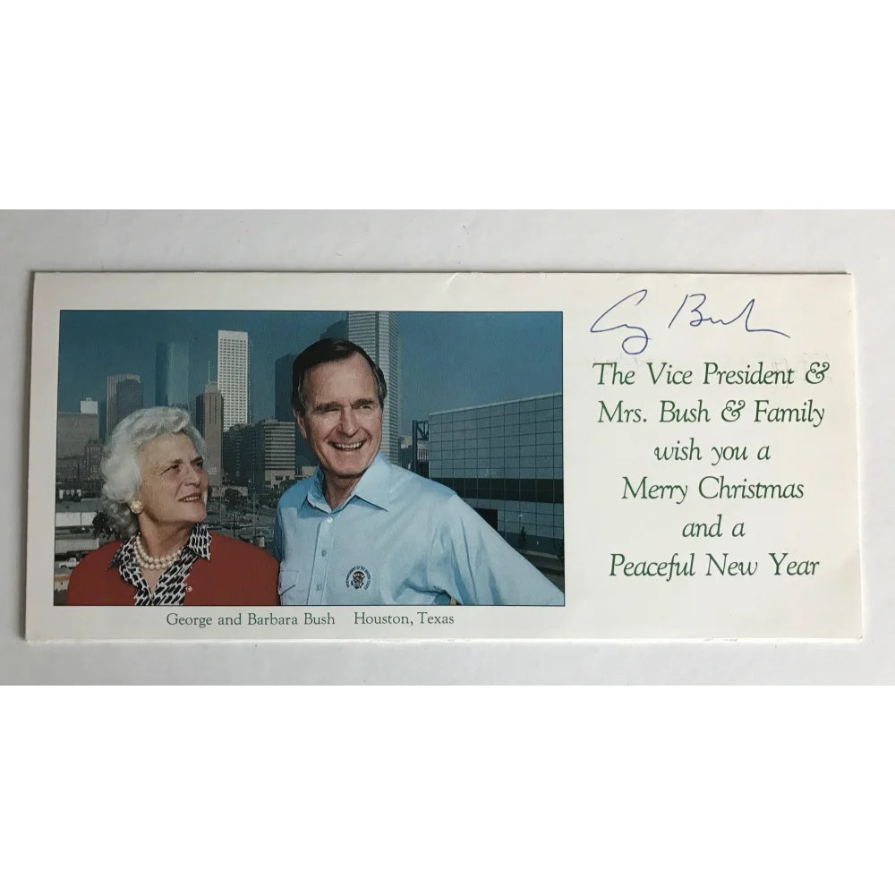 Authentic George H.W. Bush Signed Christmas Card with JSA COA - Presidential Autograph Collectible for Holidays, Gifts & Memorabilia Displays