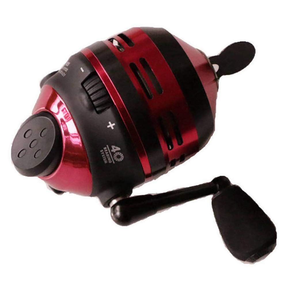 HTTKSE Lightweight Aluminum Alloy Spincast Fishing Reel - 3+1 BB Gear Ratio 4.3:1, Red Metal Fishing Reel for Freshwater & Saltwater Fishing - Perfect for Bass, Trout, and Panfish Angling