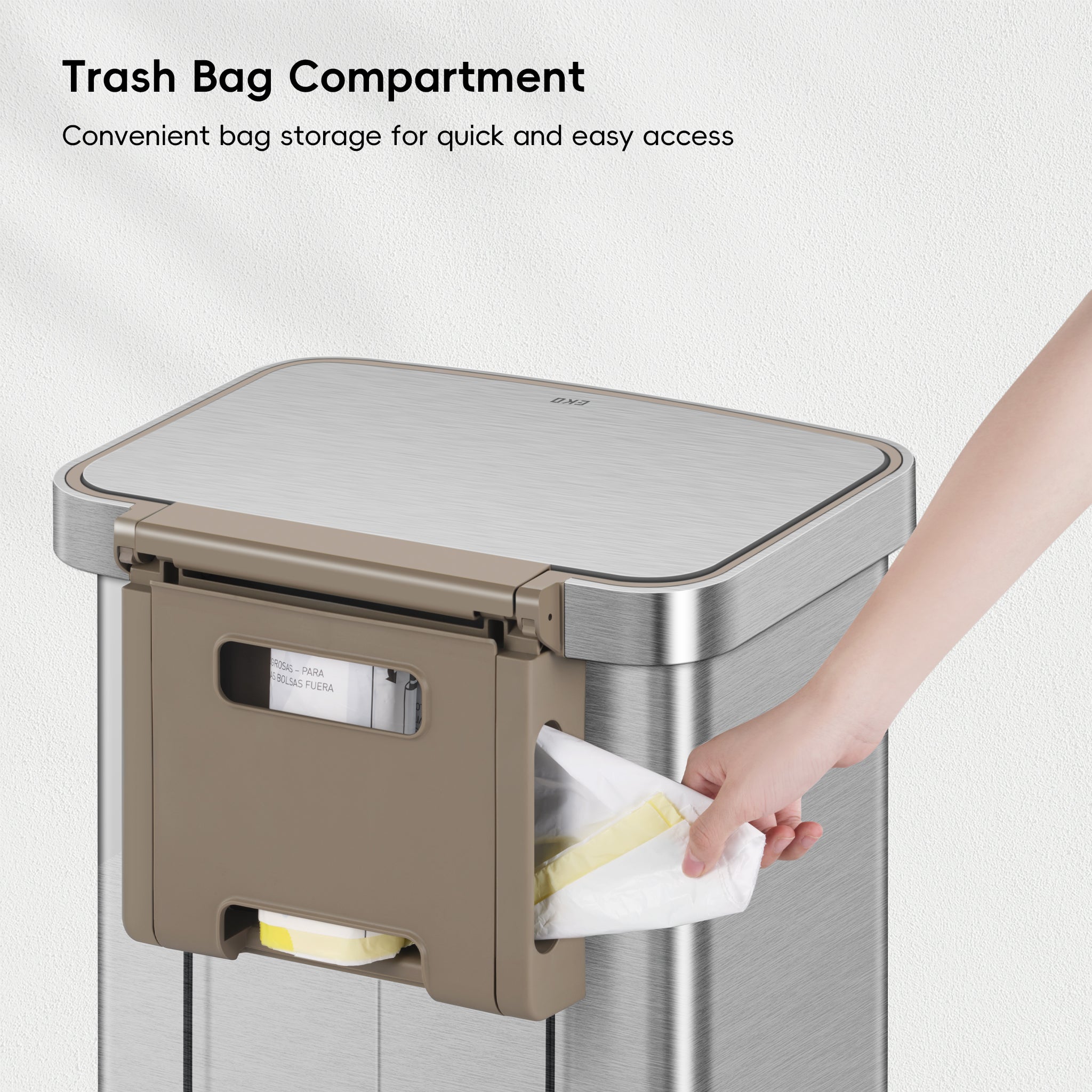 Hudson 75L / 19.8 Gallon Step Trash Can with Removable Bag Compartment | Stainless Steel Kitchen Garbage Bin | Perfect for Home, Office & Outdoor Use