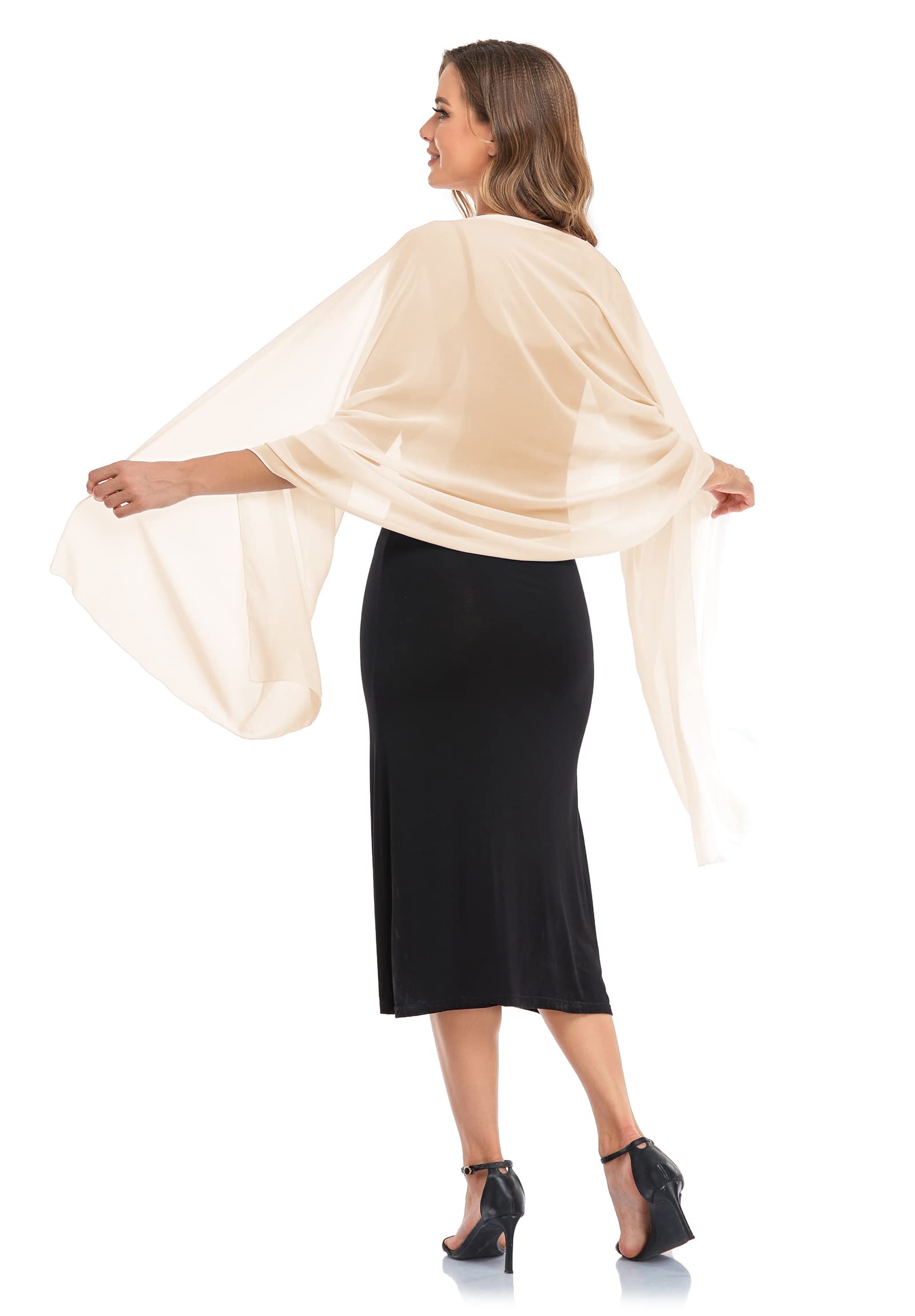 Elegant Sheer Chiffon Shawl Wrap for Women - Soft Silky Bridal Scarf for Wedding, Evening Dresses & Special Occasions