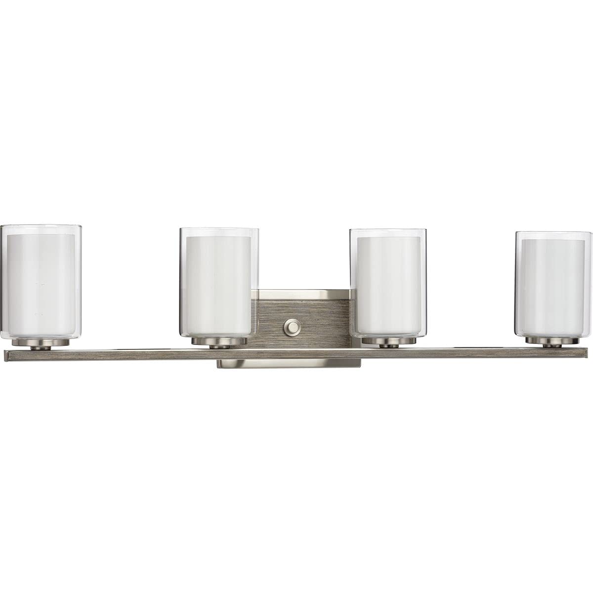 Progress Lighting Mast Collection 4-Light Clear Glass Coastal Bath Vanity Light Fixture in Brushed Nickel - Perfect for Bathroom, Powder Room, and Coastal Home Decor